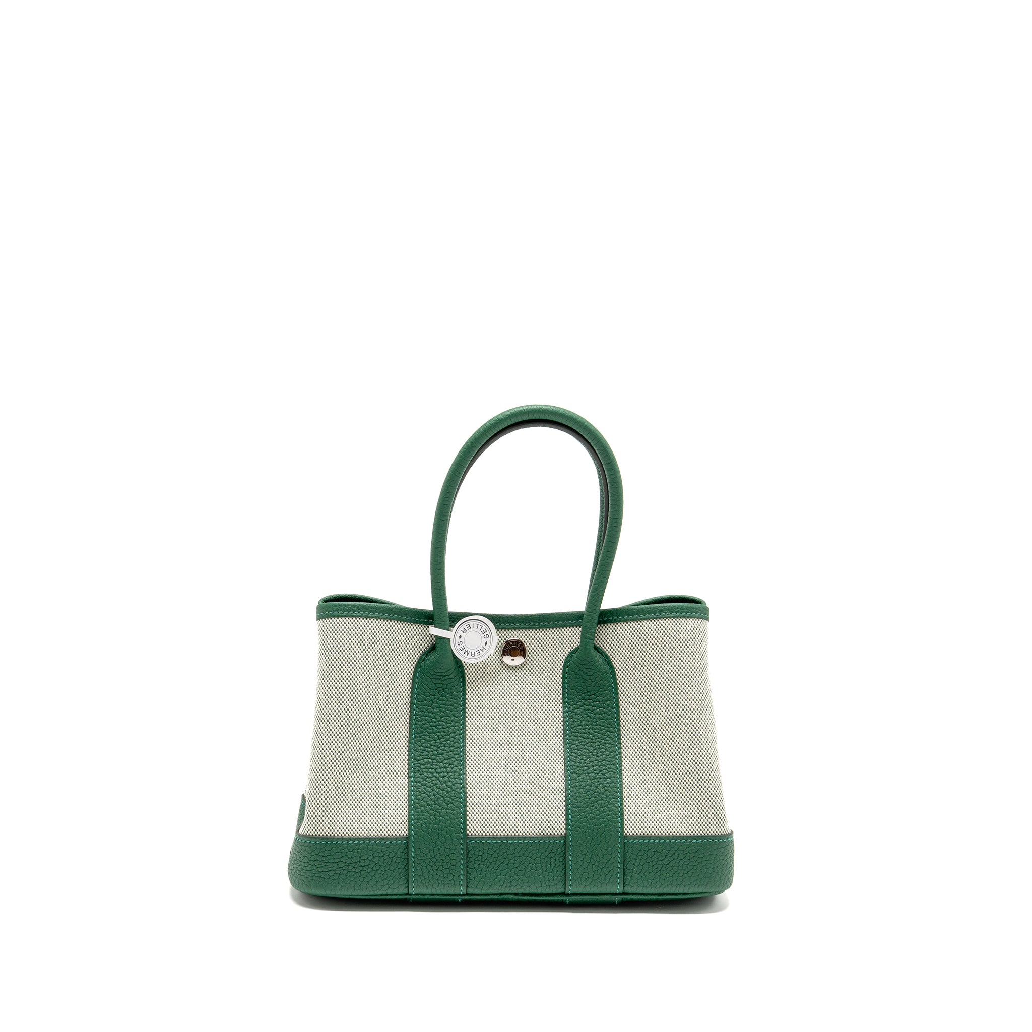 Hermes Neo Garden Party 23 Canvas/Negonda Ecru/Vert Moyen SHW Stamp K - Image 2