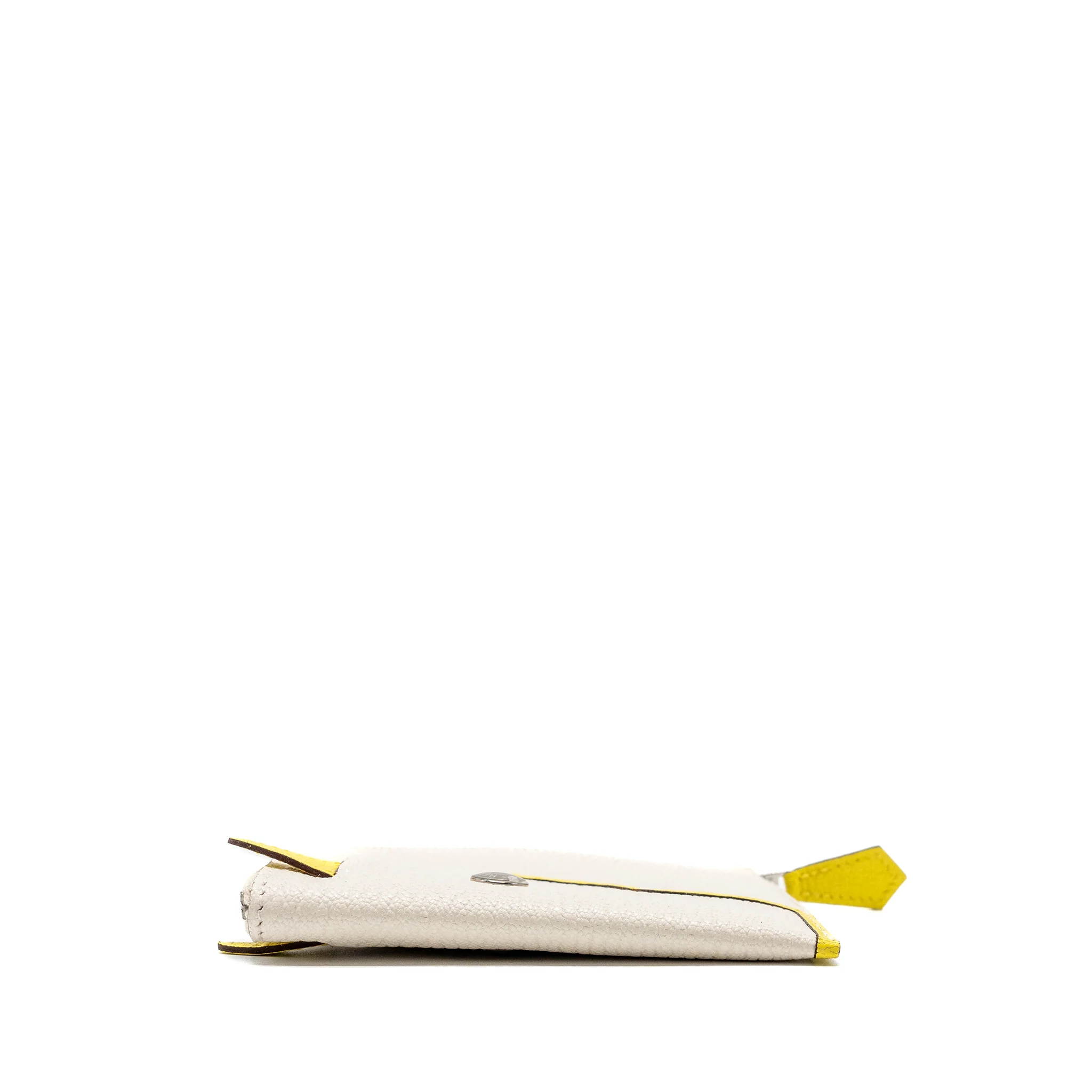Hermes Paddock Change Purse Chevre Mysore Nata/Jaune Citron SHW stamp - Image 3
