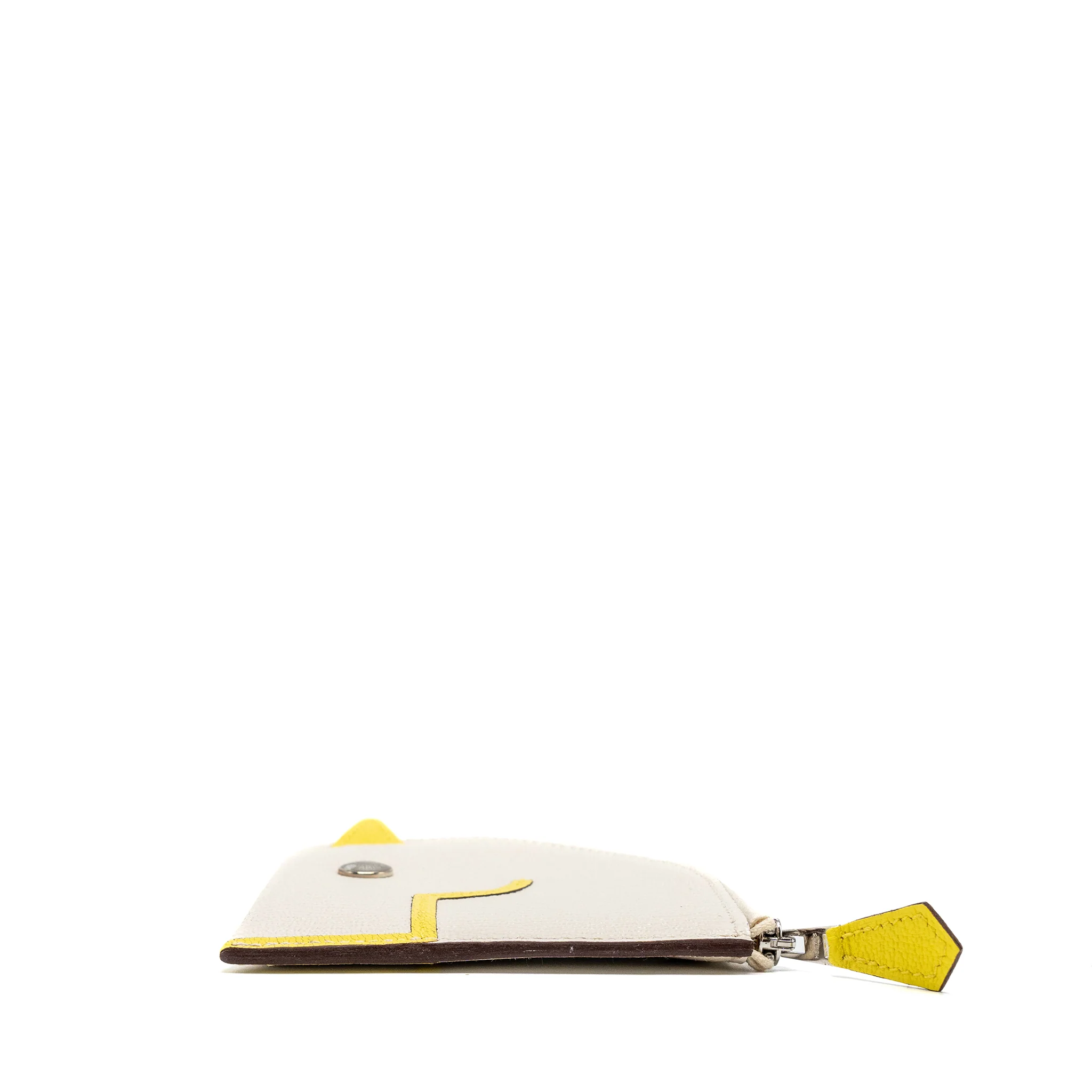 Hermes Paddock Change Purse Chevre Mysore Nata/Jaune Citron SHW stamp - Image 4