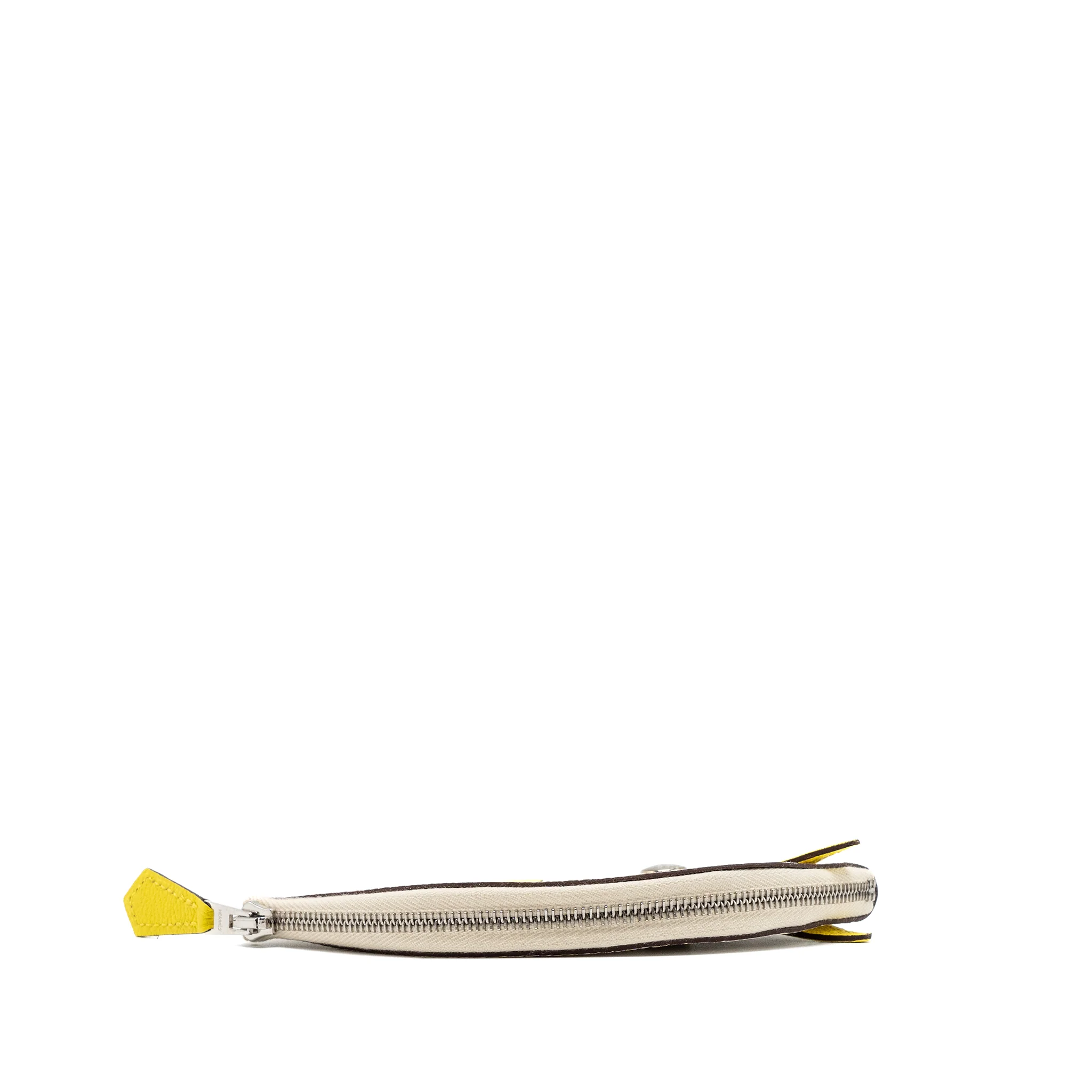 Hermes Paddock Change Purse Chevre Mysore Nata/Jaune Citron SHW stamp - Image 5
