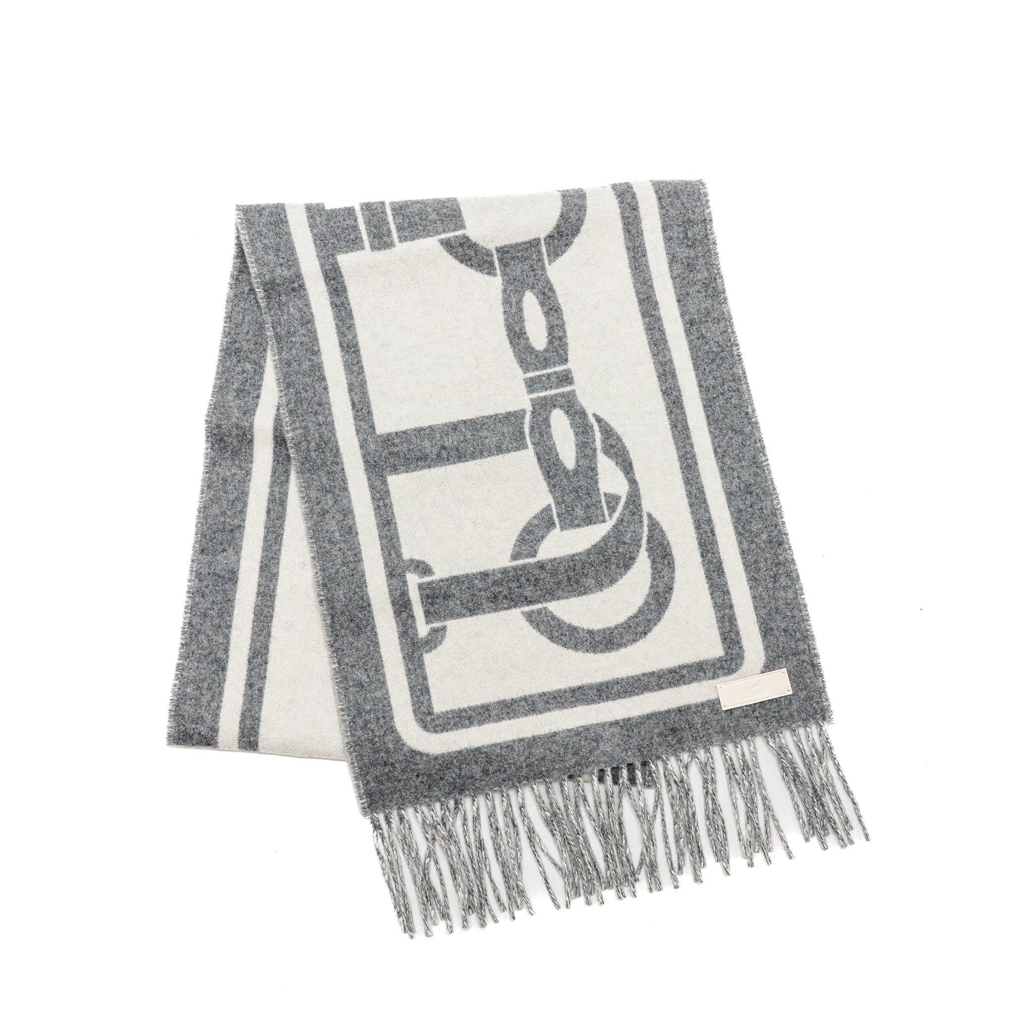 Hermes petite Casaque coaching scarf ivorie / gris flanelle
