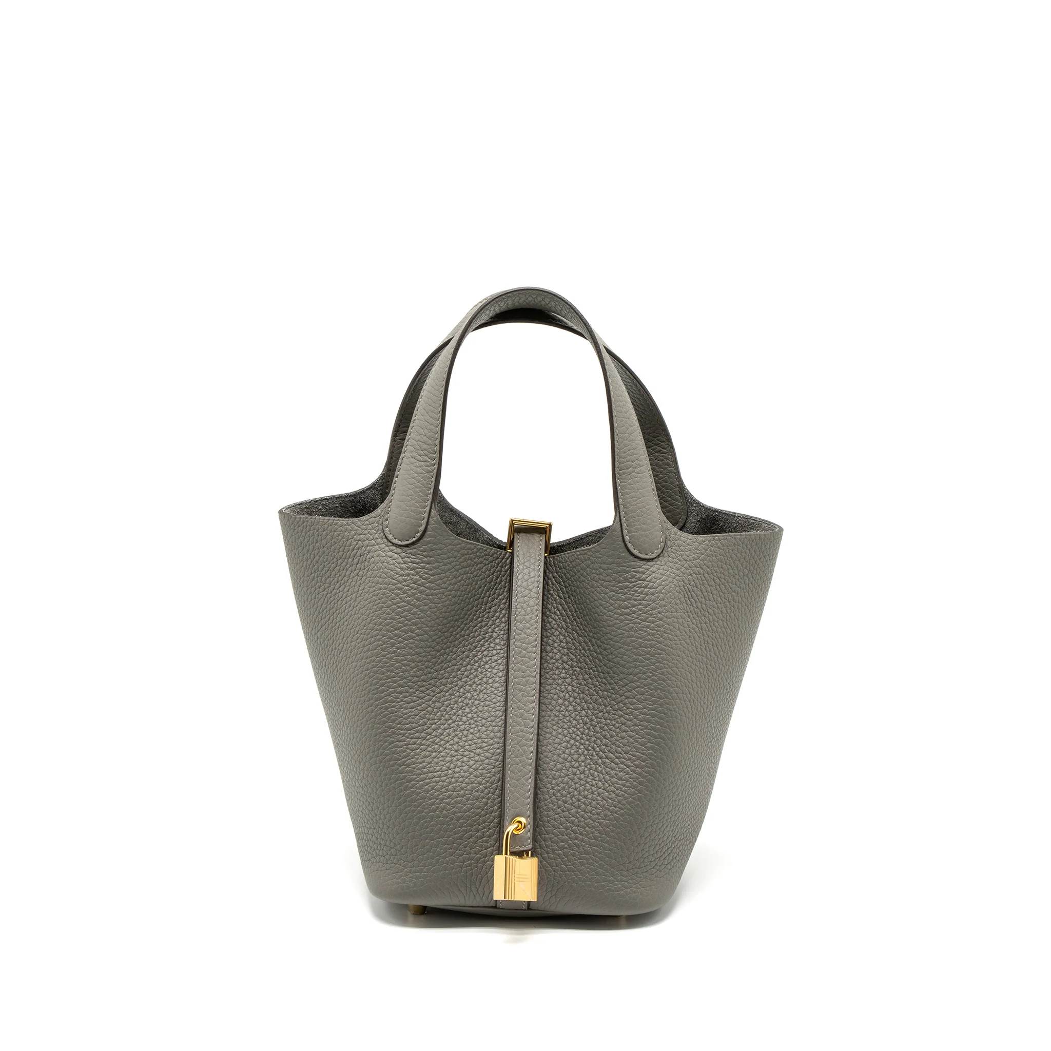 Hermes Picotin 18 Lock Bag Clemence 0L Gris Meyer GHW Stamp U
