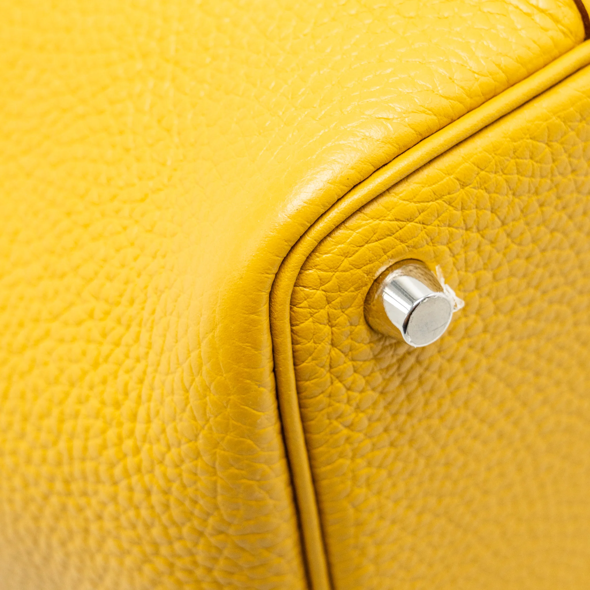 Hermes Picotin 18 Lock Bag Clemence 9D Jaune Amber / P3 Blue Du Nord SHW Stamp C - Image 10