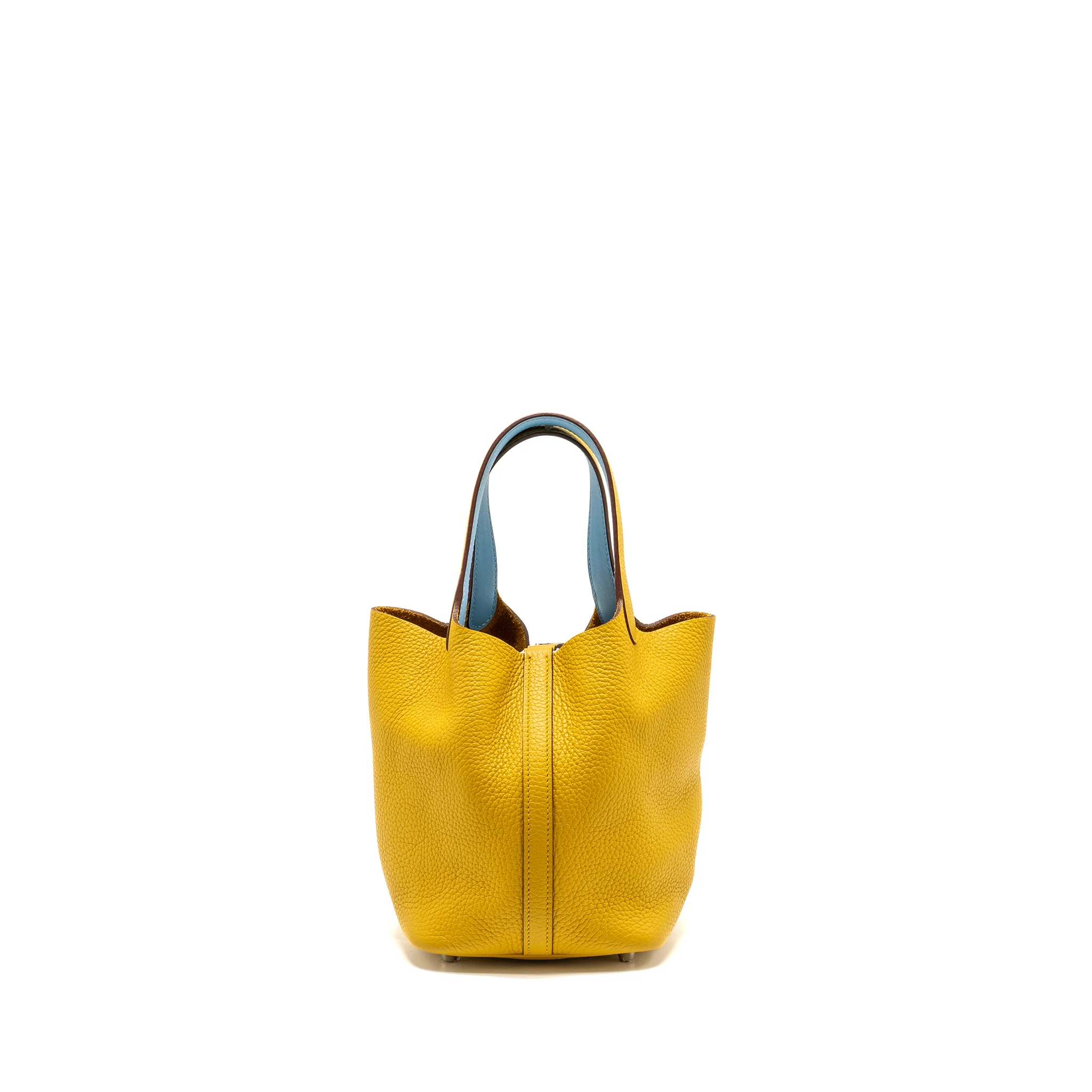 Hermes Picotin 18 Lock Bag Clemence 9D Jaune Amber / P3 Blue Du Nord SHW Stamp C - Image 2