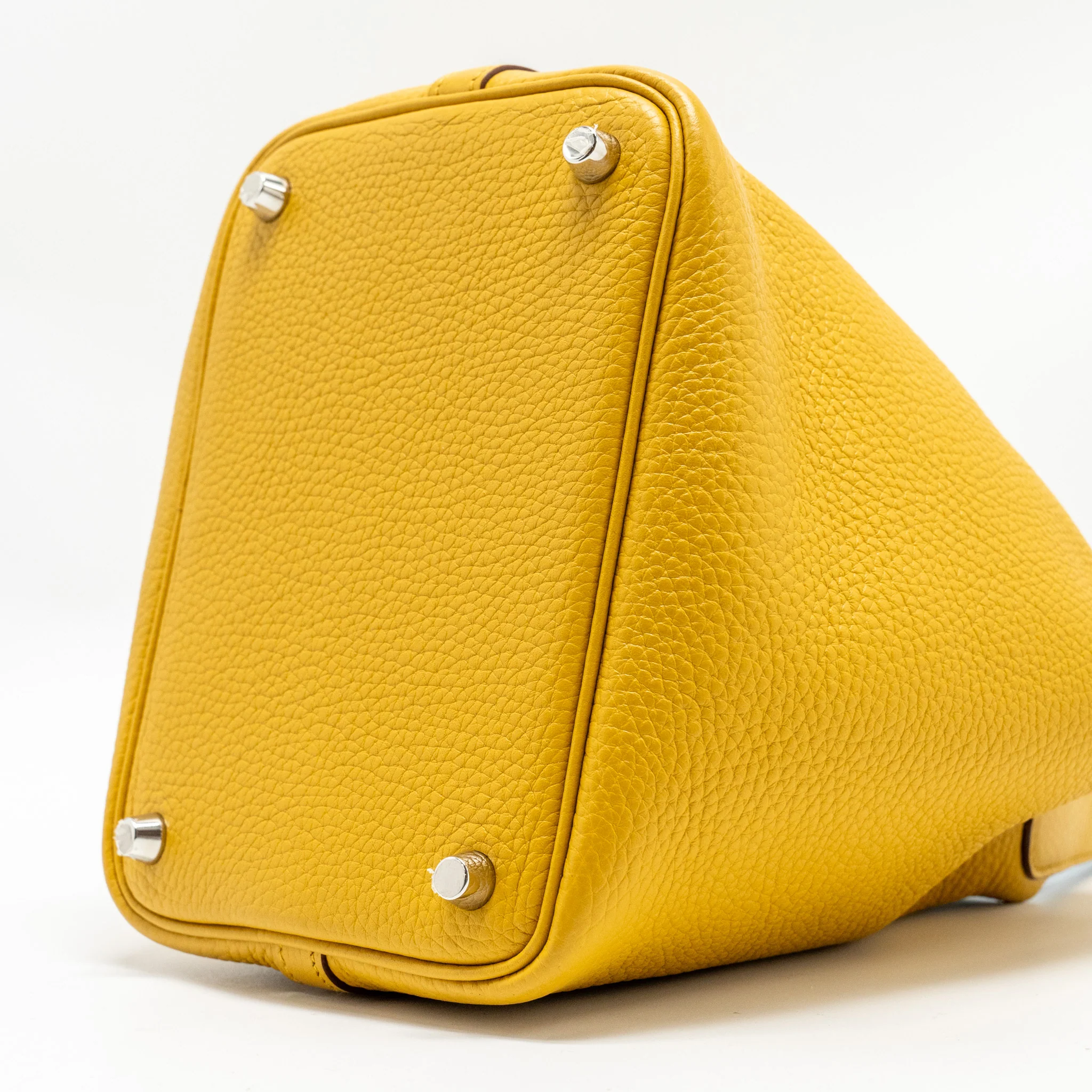 Hermes Picotin 18 Lock Bag Clemence 9D Jaune Amber / P3 Blue Du Nord SHW Stamp C - Image 7