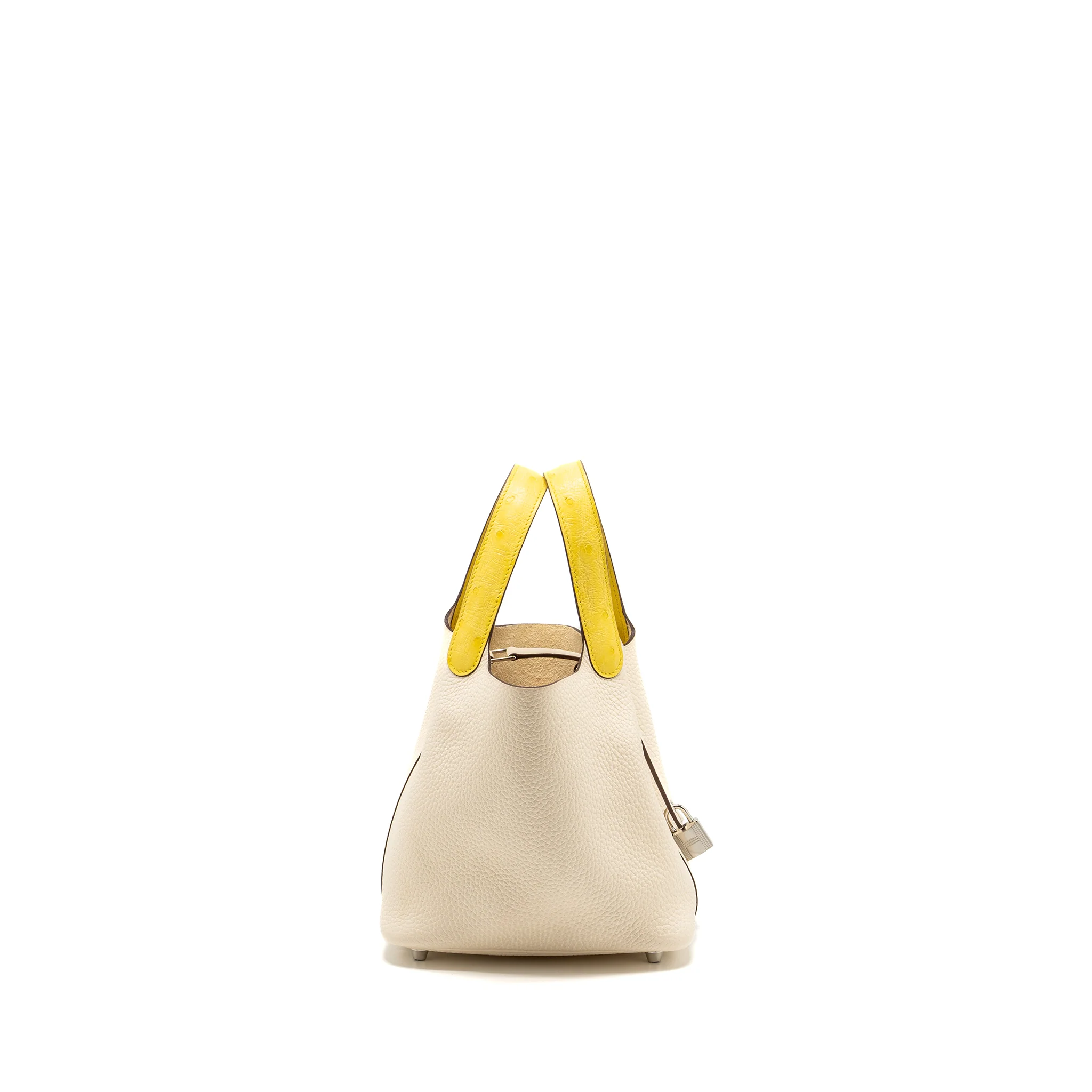 Hermes Picotin 18 Lock Bag Clemence/Ostrich Handle Nata/Jaune Citron SHW Stamp Z - Image 3