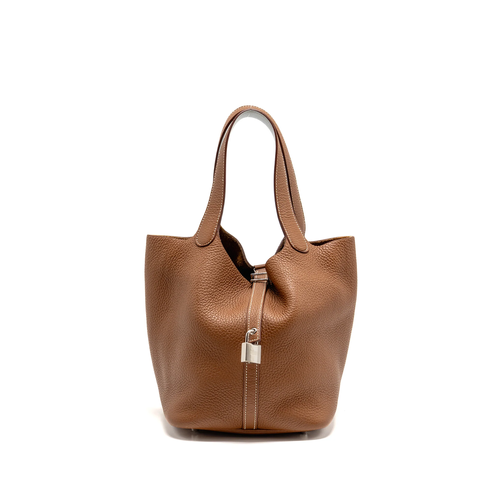 Hermes Picotin 22 Lock Bag Clemence/Swift Gold/Blue Brume Handle SHW Stamp Z