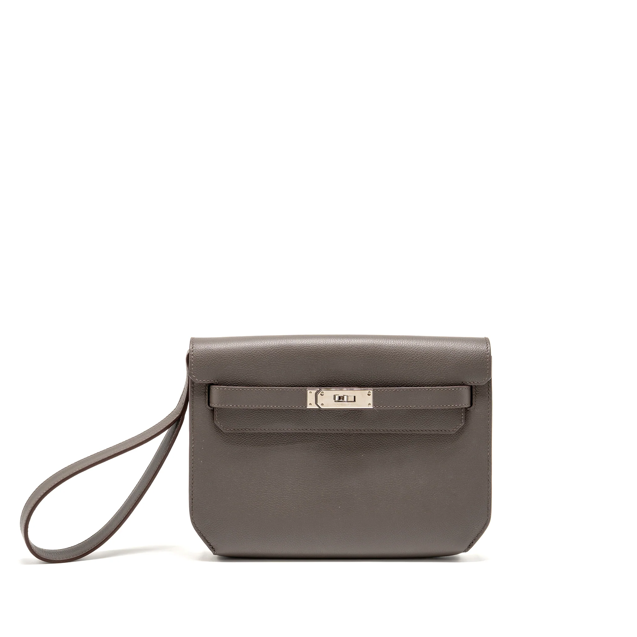 Hermes Pochette Kelly Depeches 25 Evercolor gris Etain SHW stamp Z