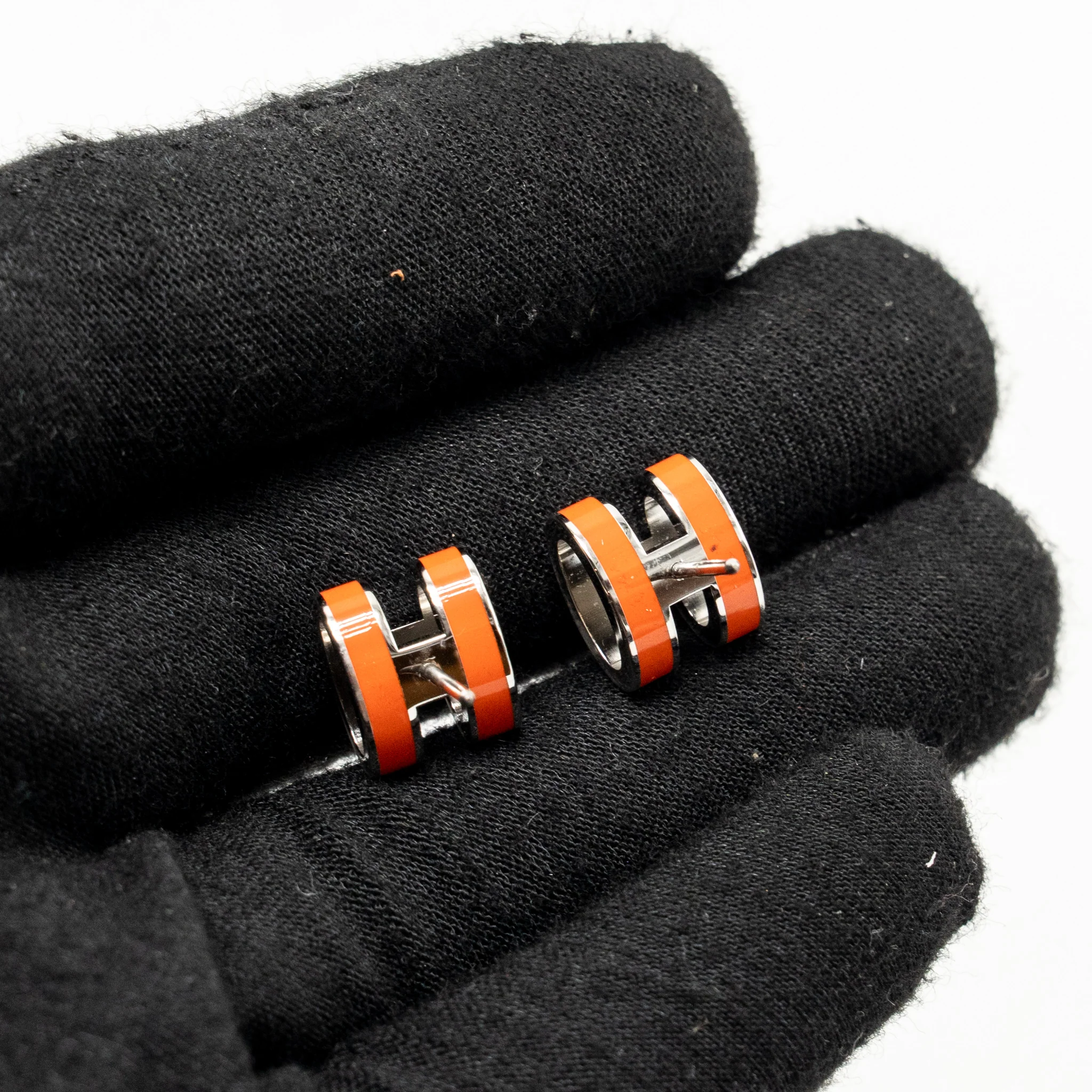 Hermes Pop H Earrings Orange SHW - Image 2