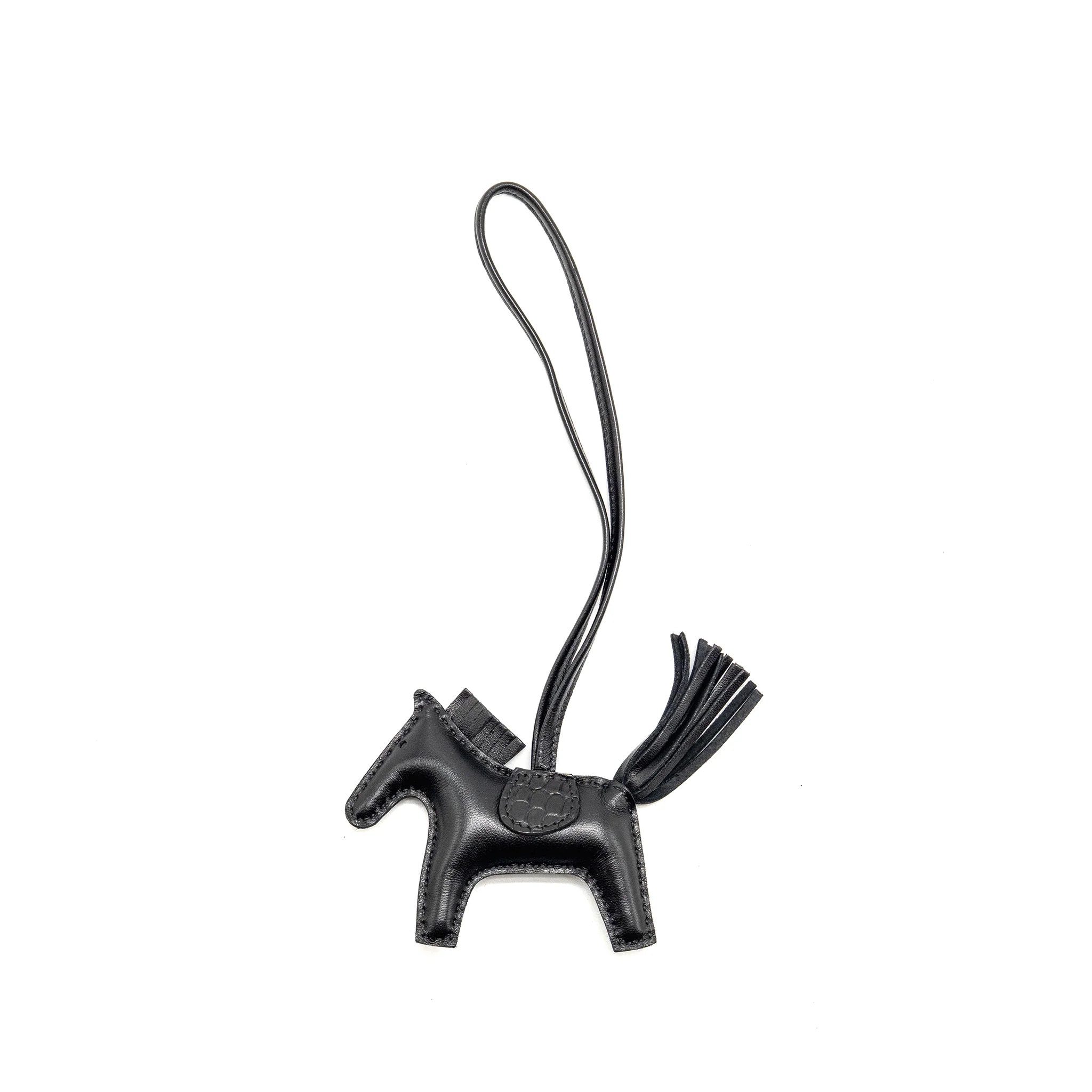 Hermes Rodeo ALLIGATOR TOUCH PM Bag Charm SO Black Stamp Z