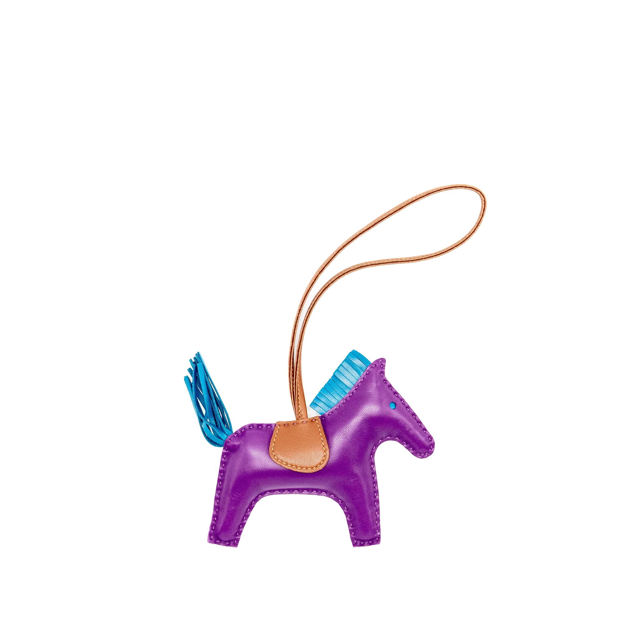 Hermes Rodeo MM Bag Charm Purple/Teal/Brown - Image 2
