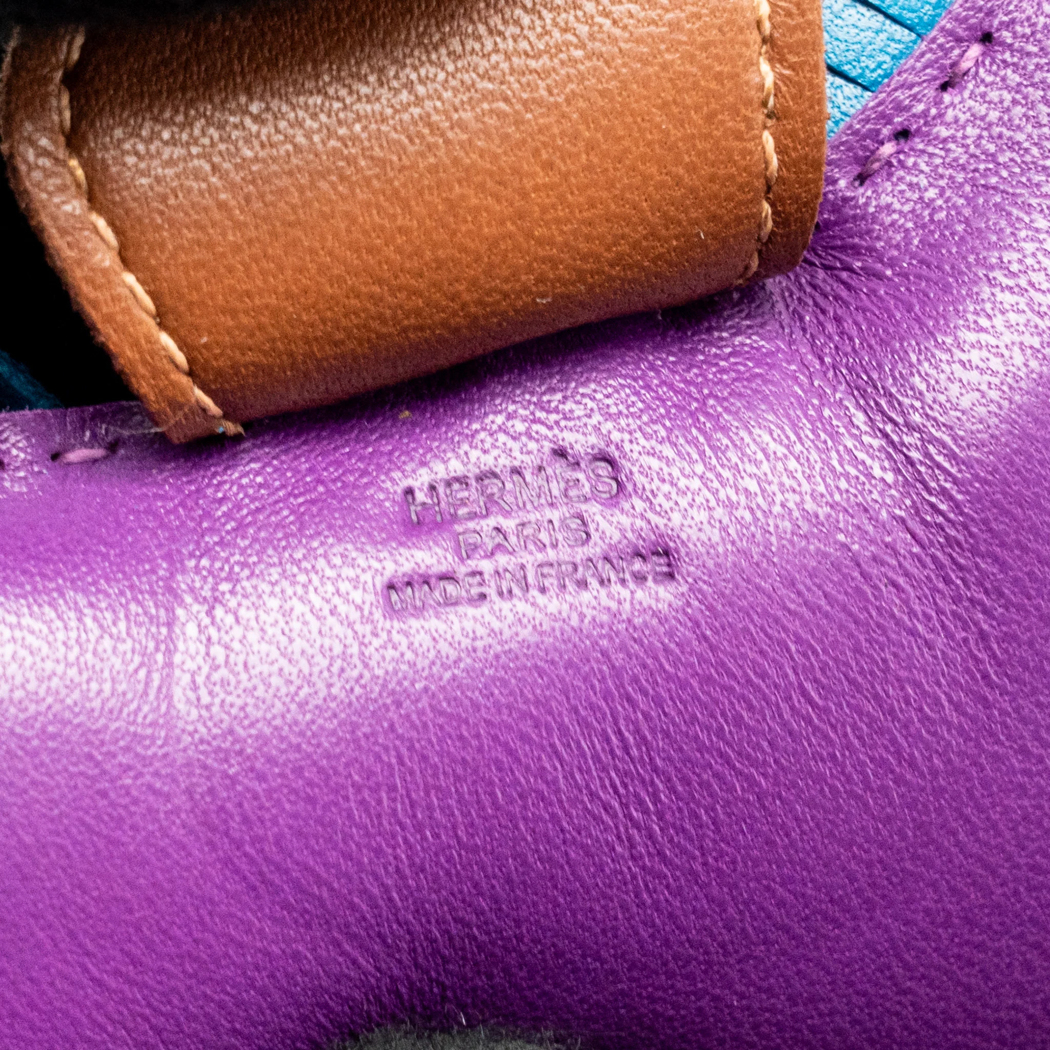 Hermes Rodeo MM Bag Charm Purple/Teal/Brown - Image 3
