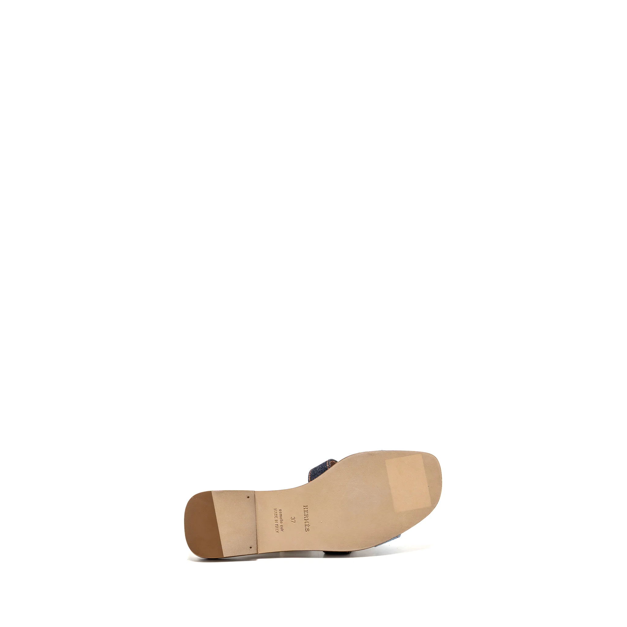 Hermes Size 37 Oran Sandals Denim/Leather Bleu Brut/Bleu - Image 6