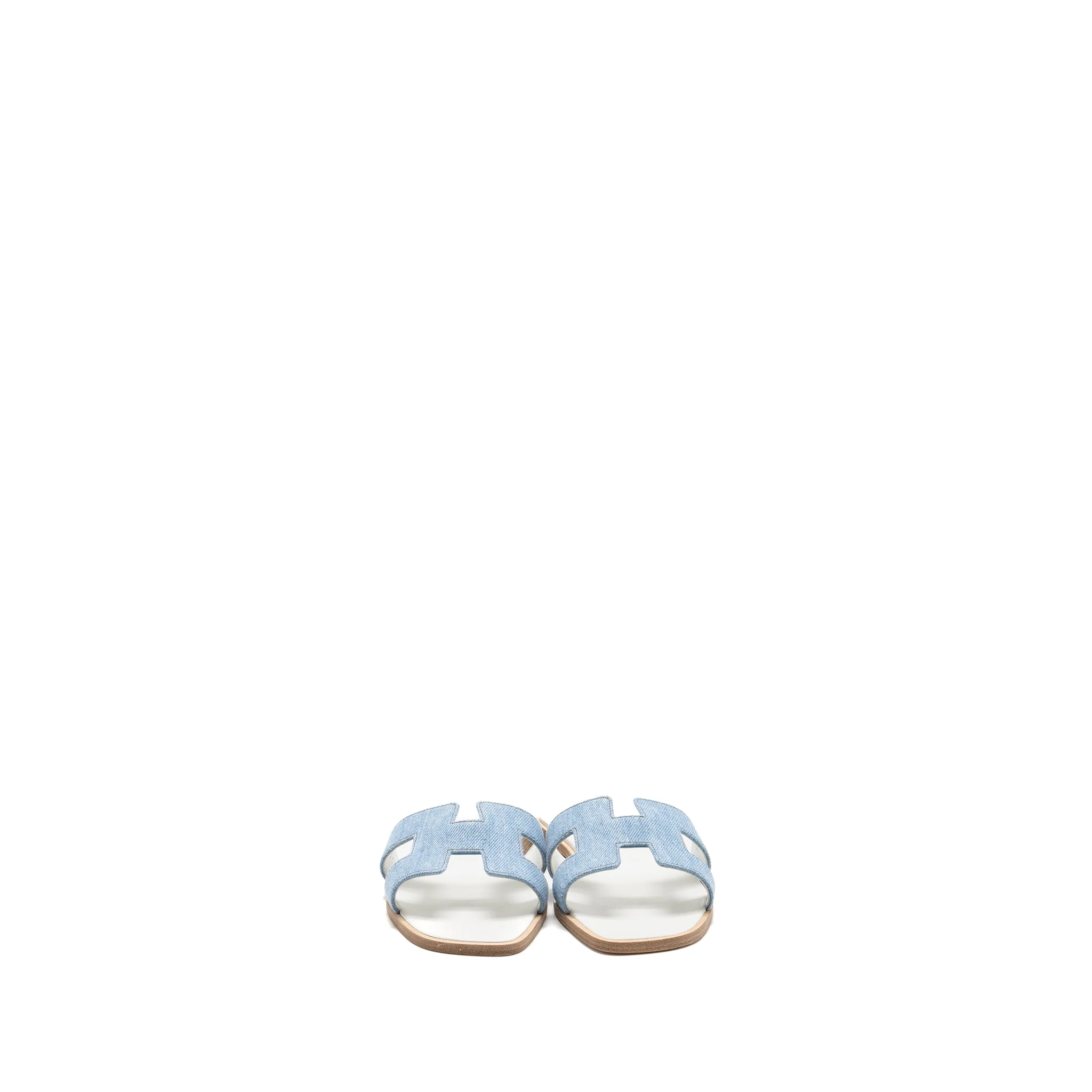 Hermes size 36 oran sandals denim light blue - Image 3