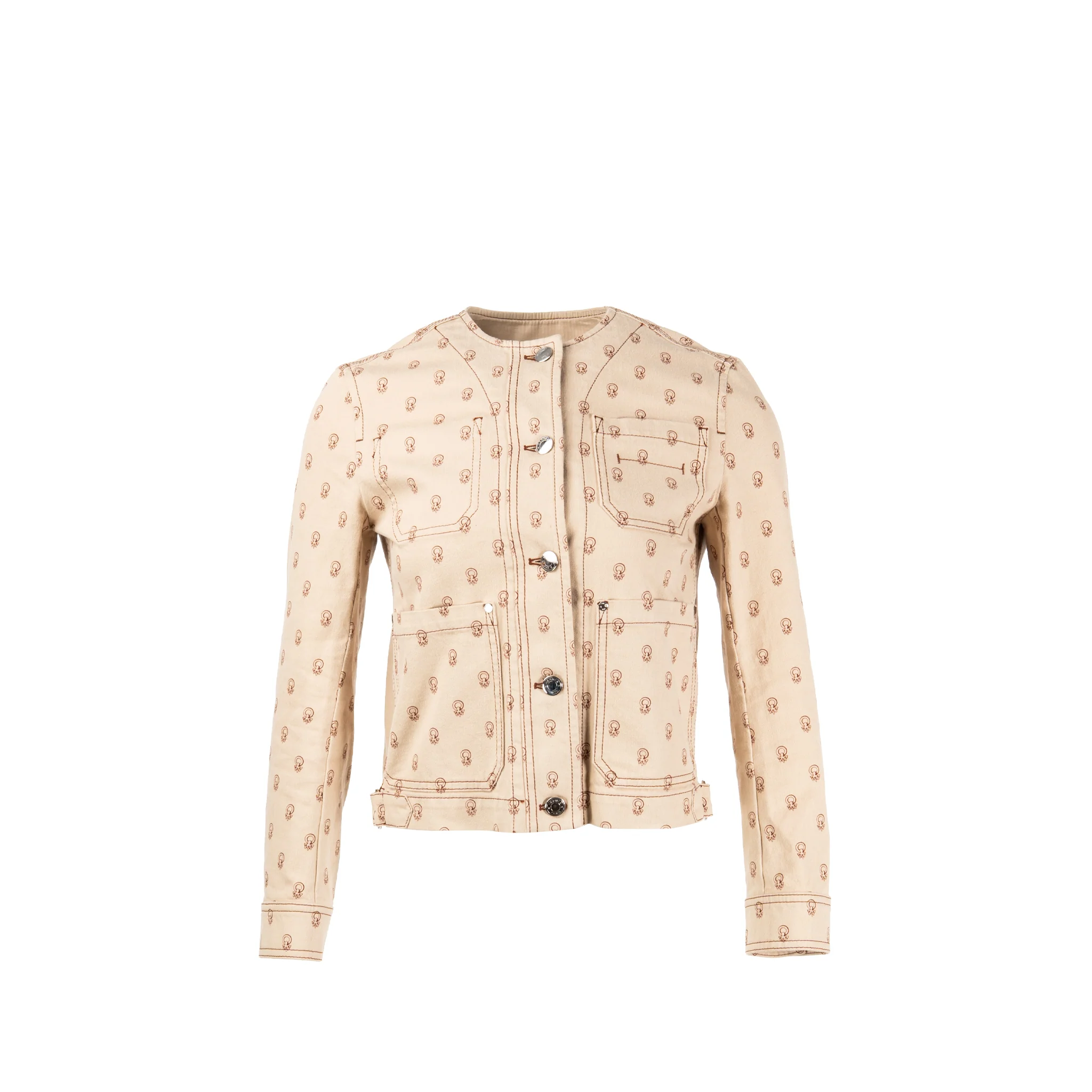 Hermes size 34 cliquetis sport jacket denim beige argile