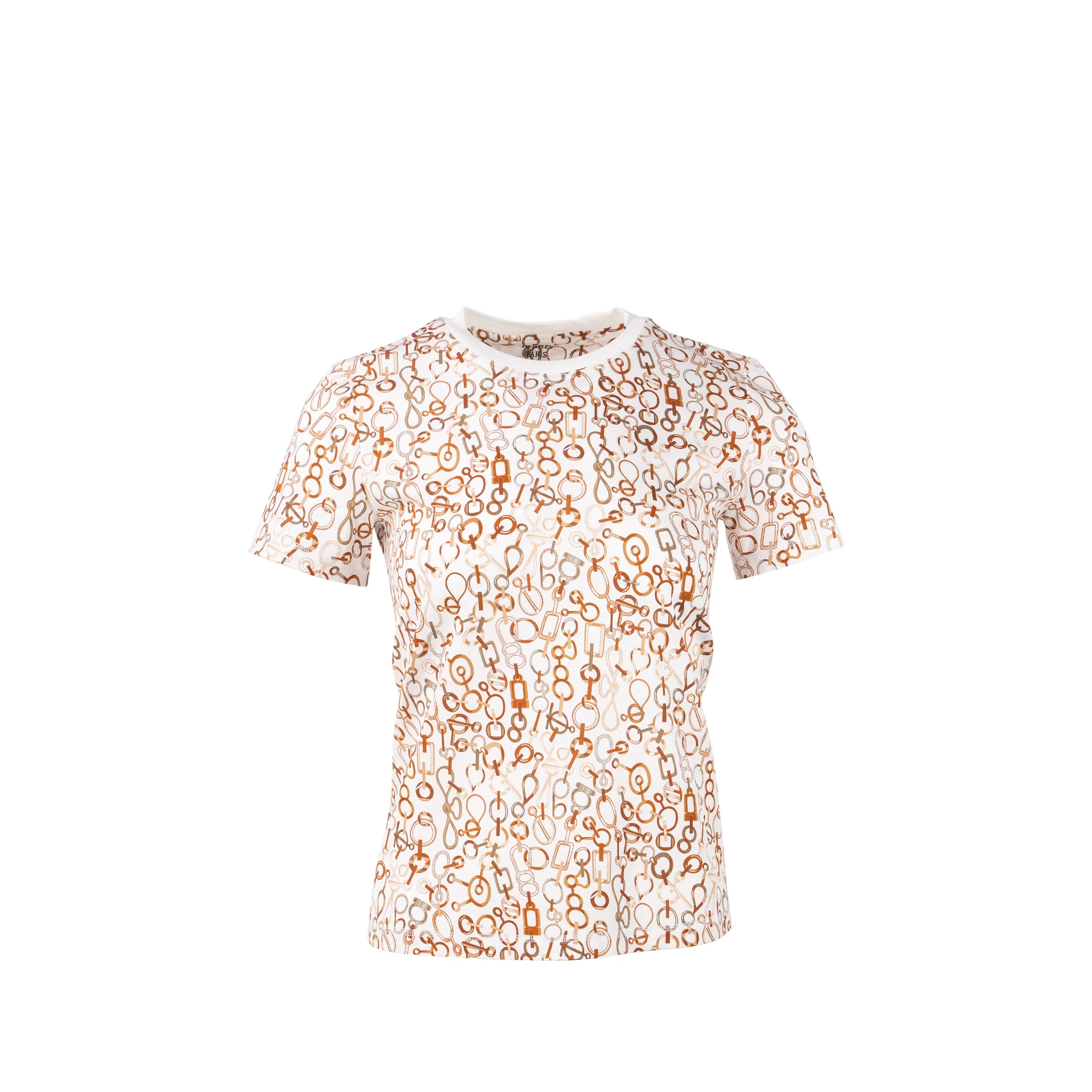 Hermes Size 34 Evase T-shirt Cotton White/Multicolour