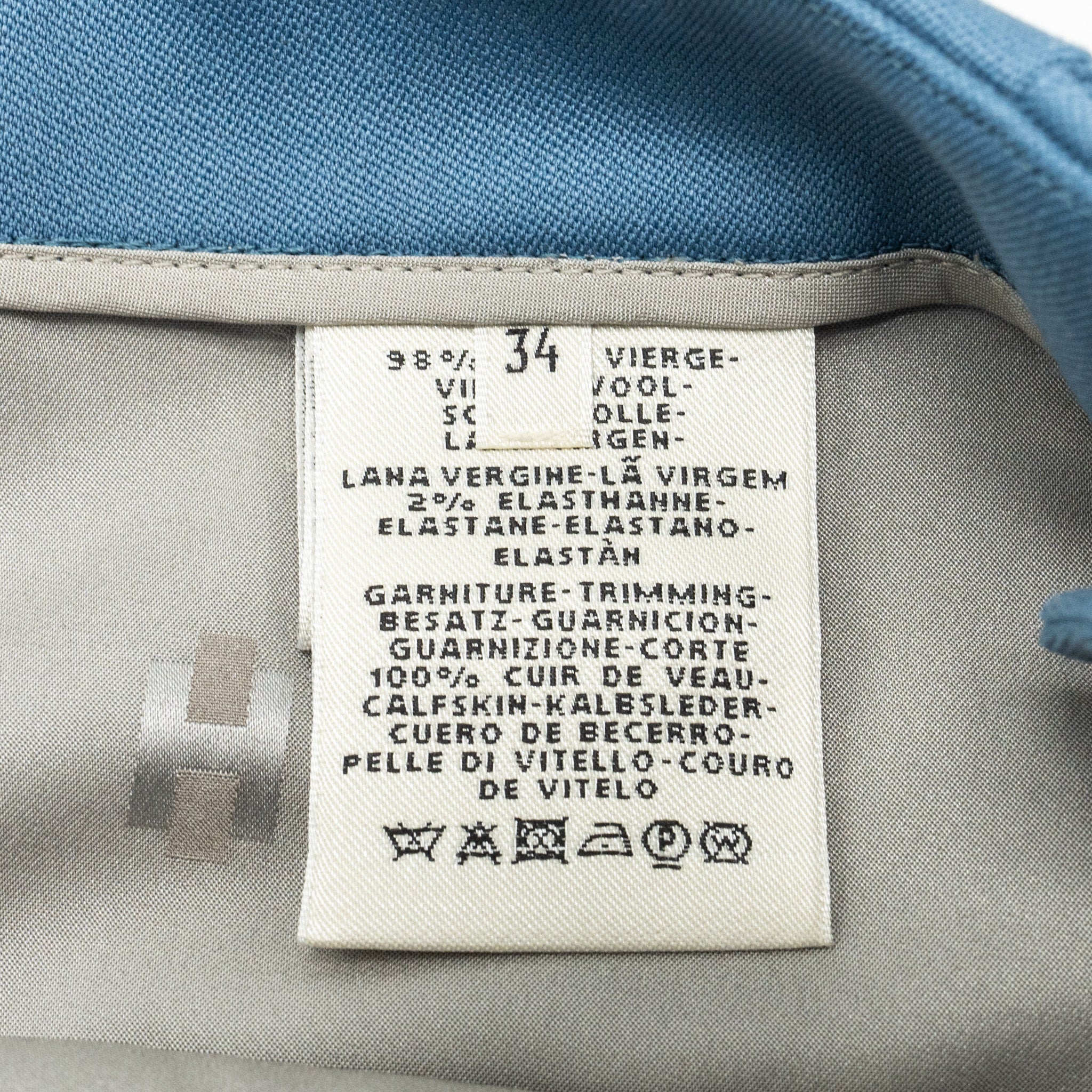 Hermes Size 34 Mini June Skirt Virgin Wool Blue Tempete - Image 6