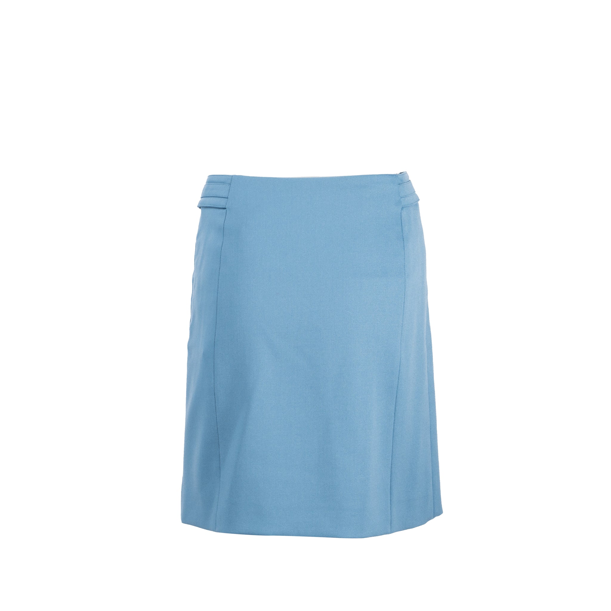 Hermes Size 34 Mini Skirt Virgin Wool Blue Tempete - Image 3