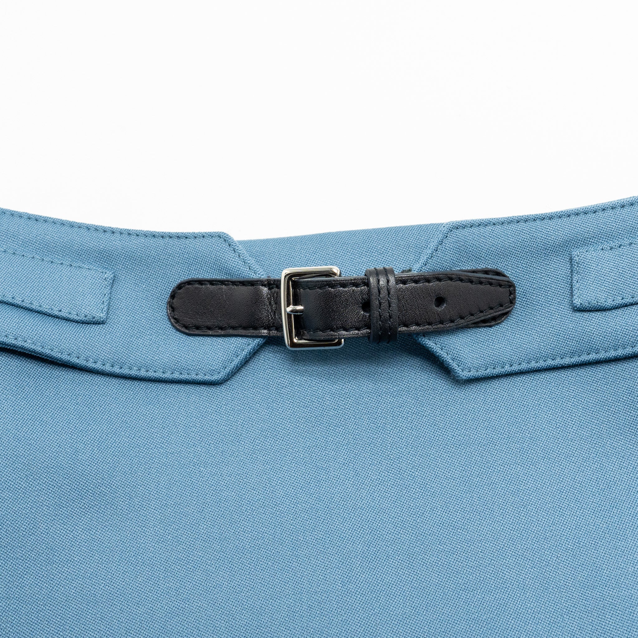 Hermes Size 34 Mini Skirt Virgin Wool Blue Tempete - Image 4