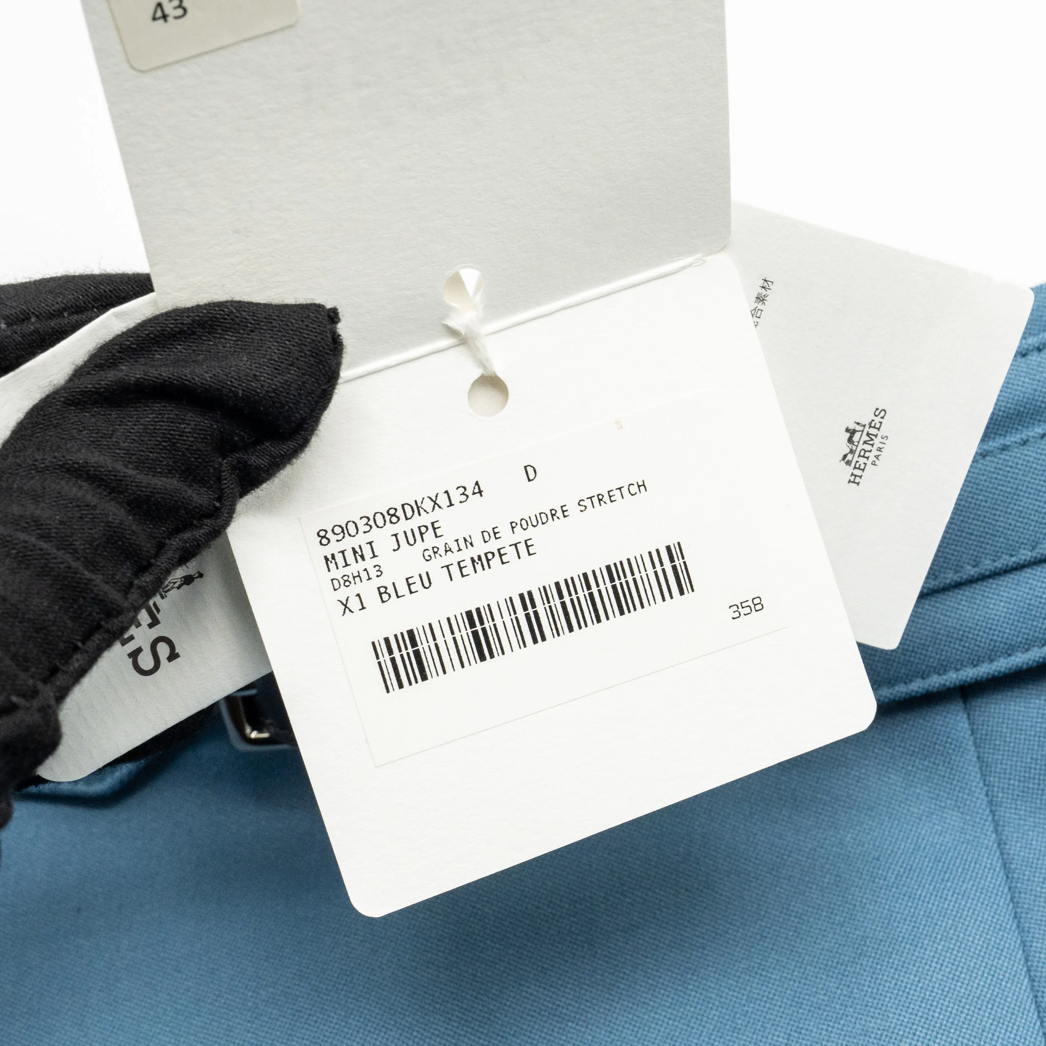 Hermes Size 34 Mini Skirt Virgin Wool Blue Tempete - Image 5