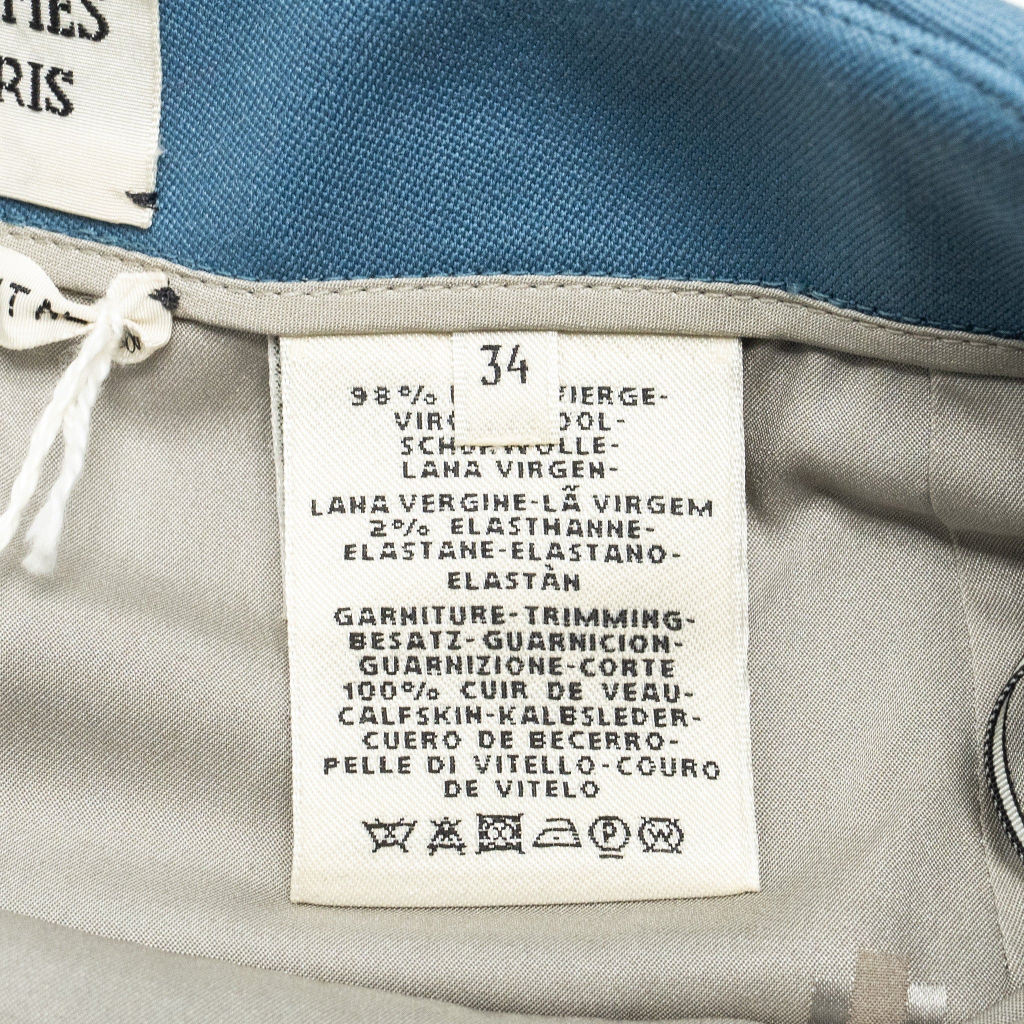 Hermes Size 34 Mini Skirt Virgin Wool Blue Tempete - Image 7