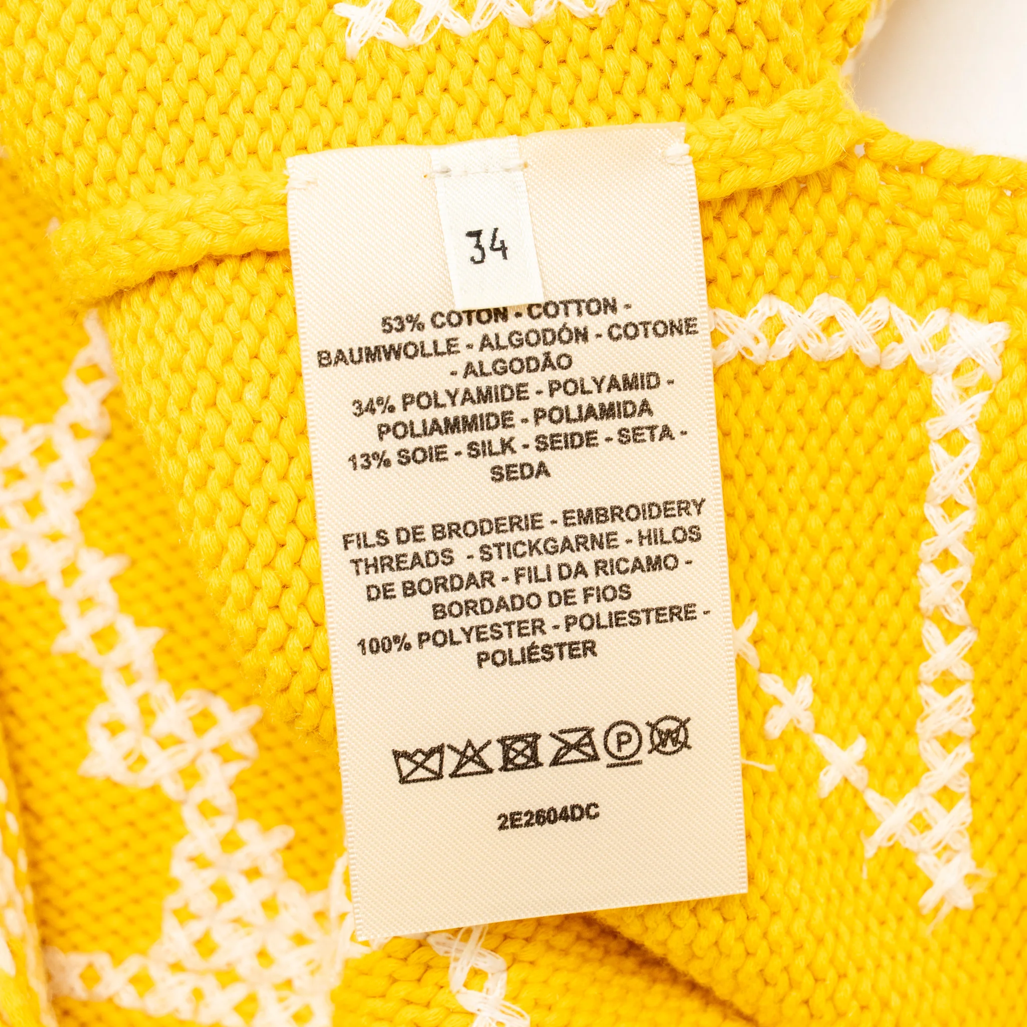 Hermes Size 34 Pull-over Maille Tatersal Cotton Jaune Tourne - Image 6