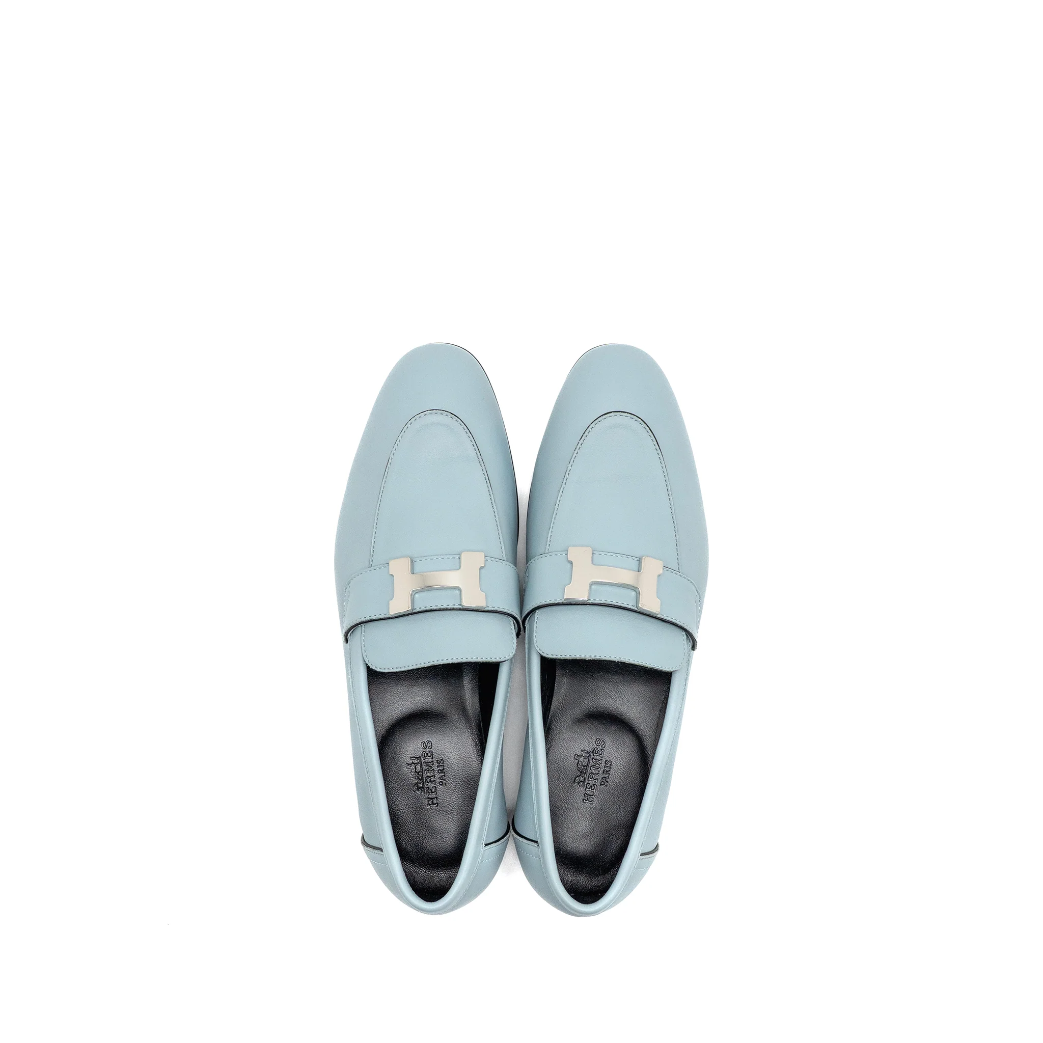 Hermes Size 35 Paris Mocassins Calfskin Leather vert d’eau - Image 4