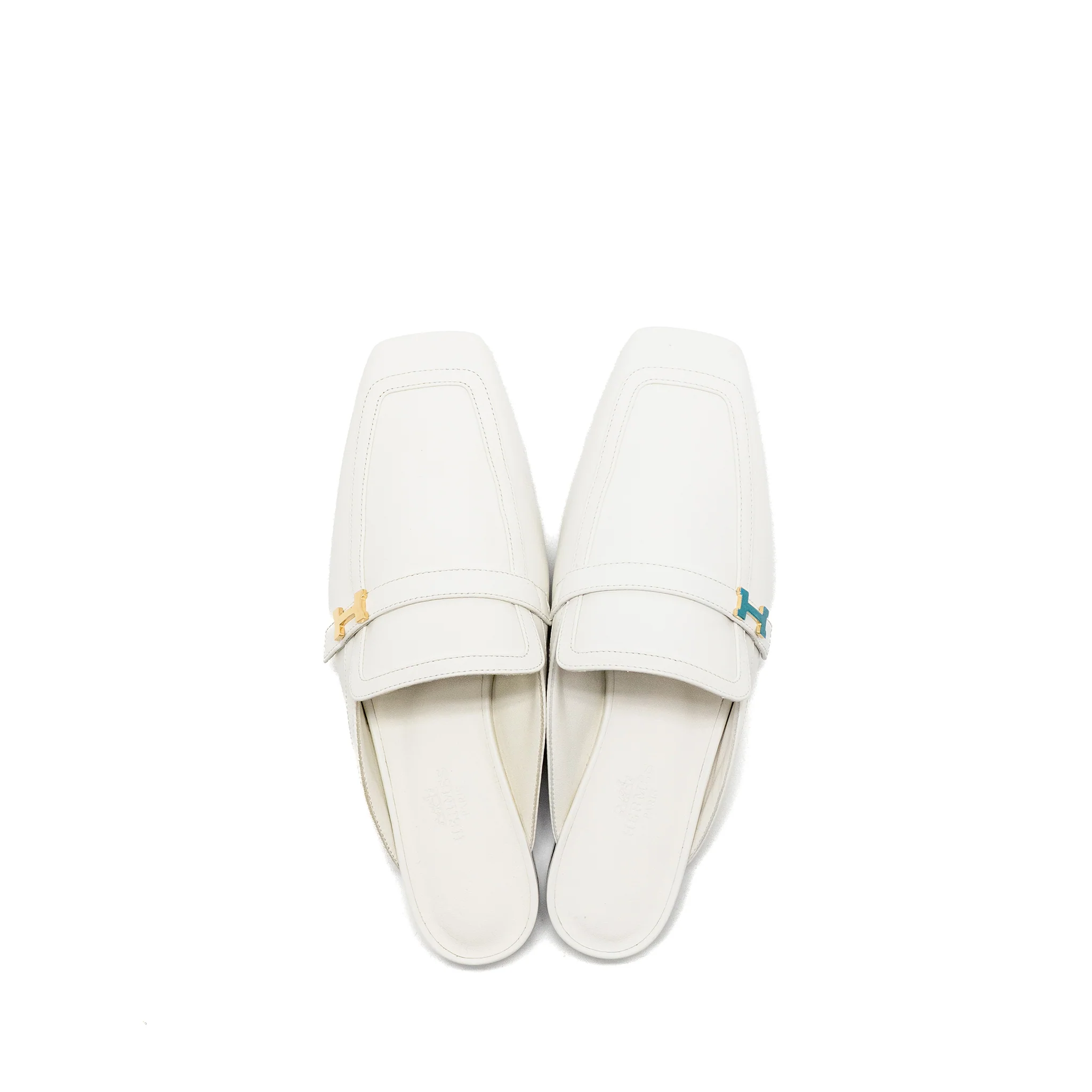 Hermes size 36 Groupie Mules goatskin white GHW - Image 2