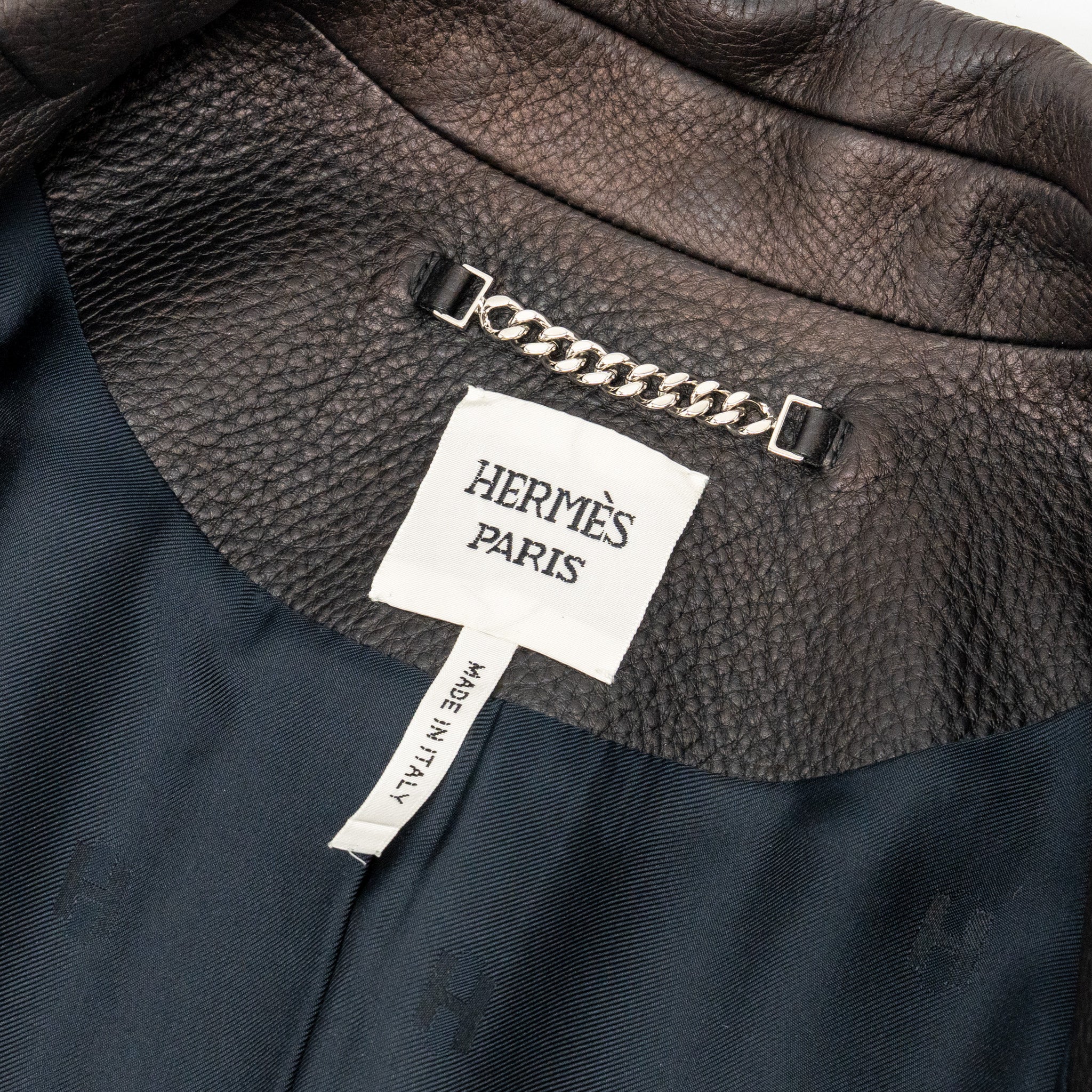 Hermes Size 36 Leather Jacket Deerskin Black SHW - Image 7