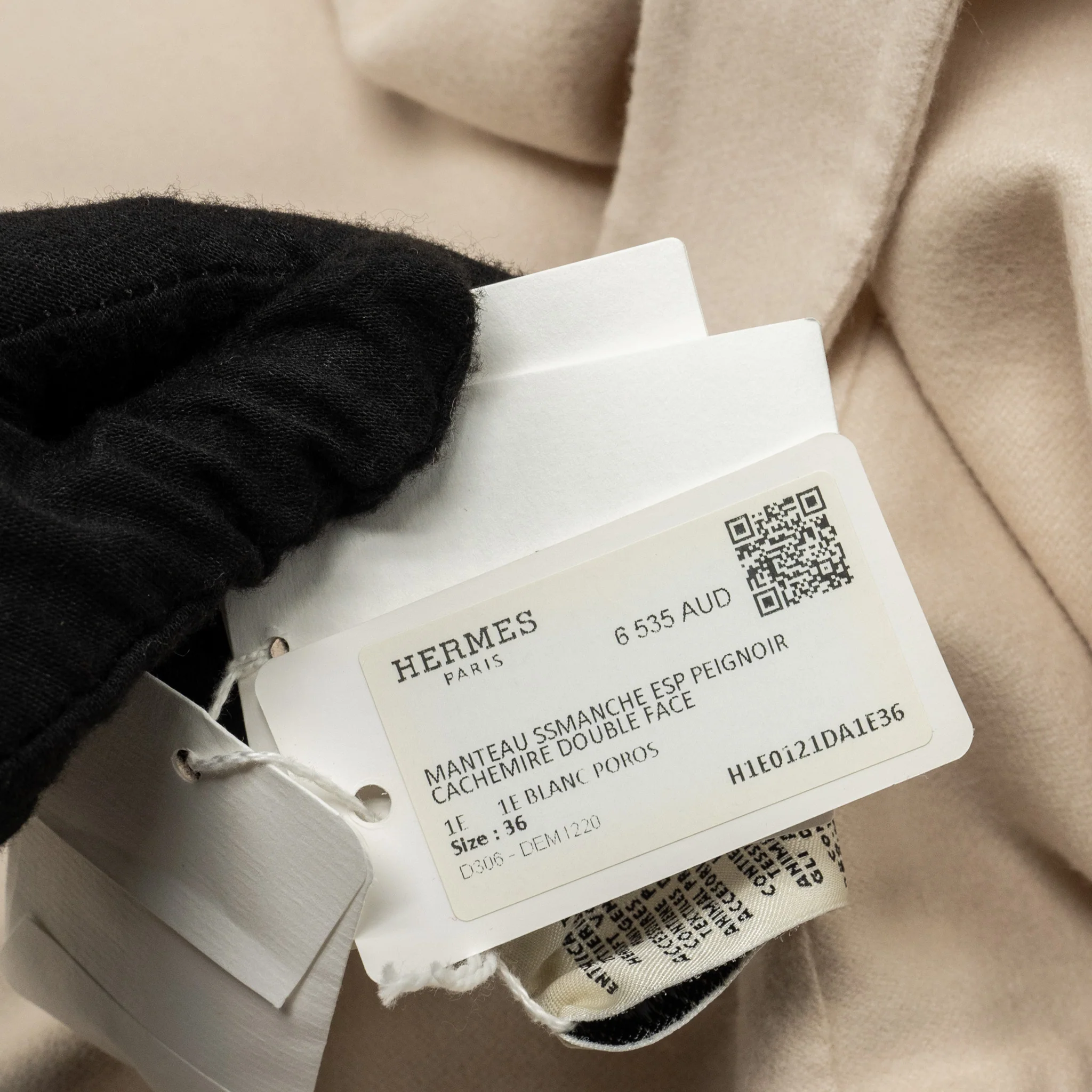 Hermes Size 36 Manteau Ssmanche Cashmere Long Vest Blanc Poros - Image 9