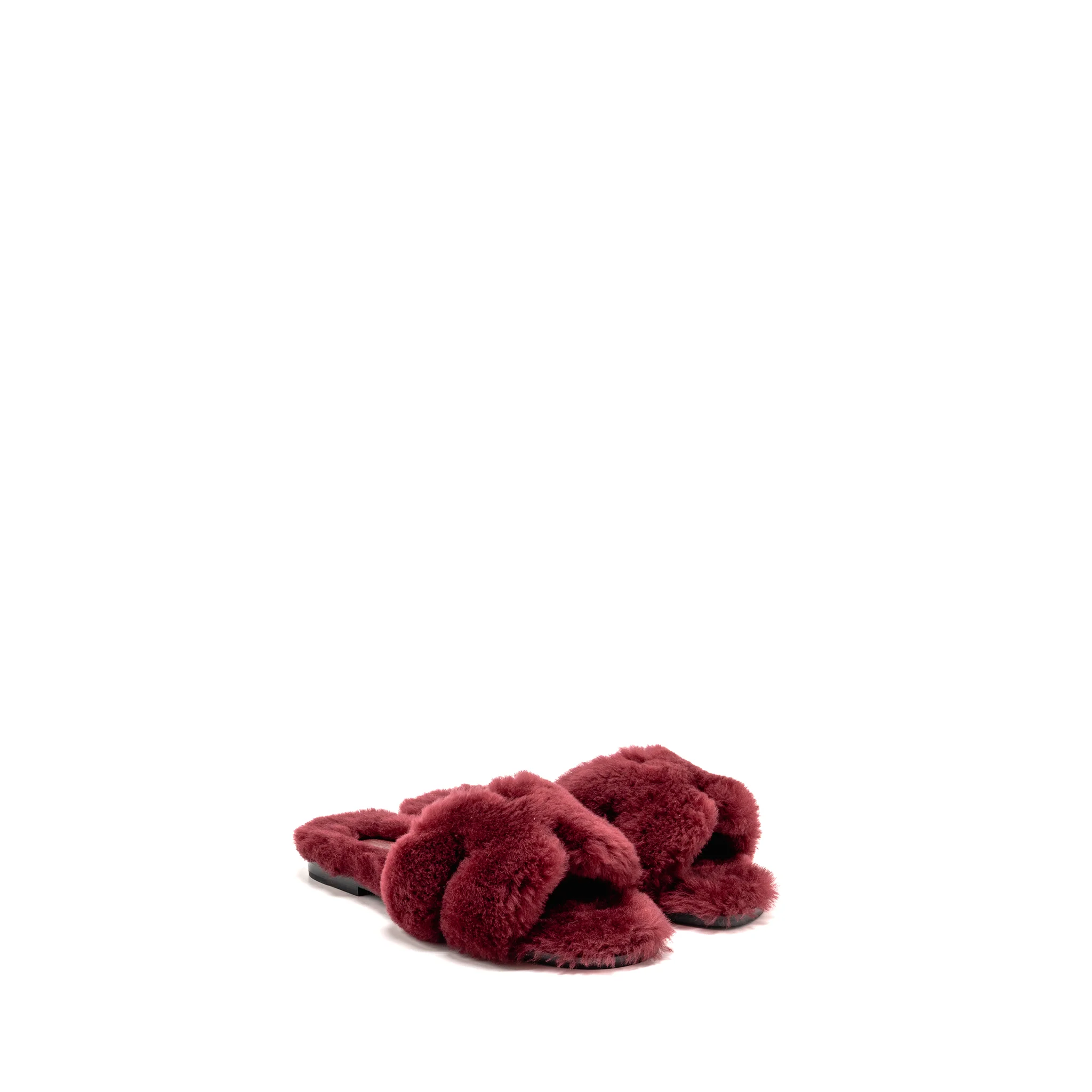 Hermes Size 36 Oran Sandals Shearling Burgundy