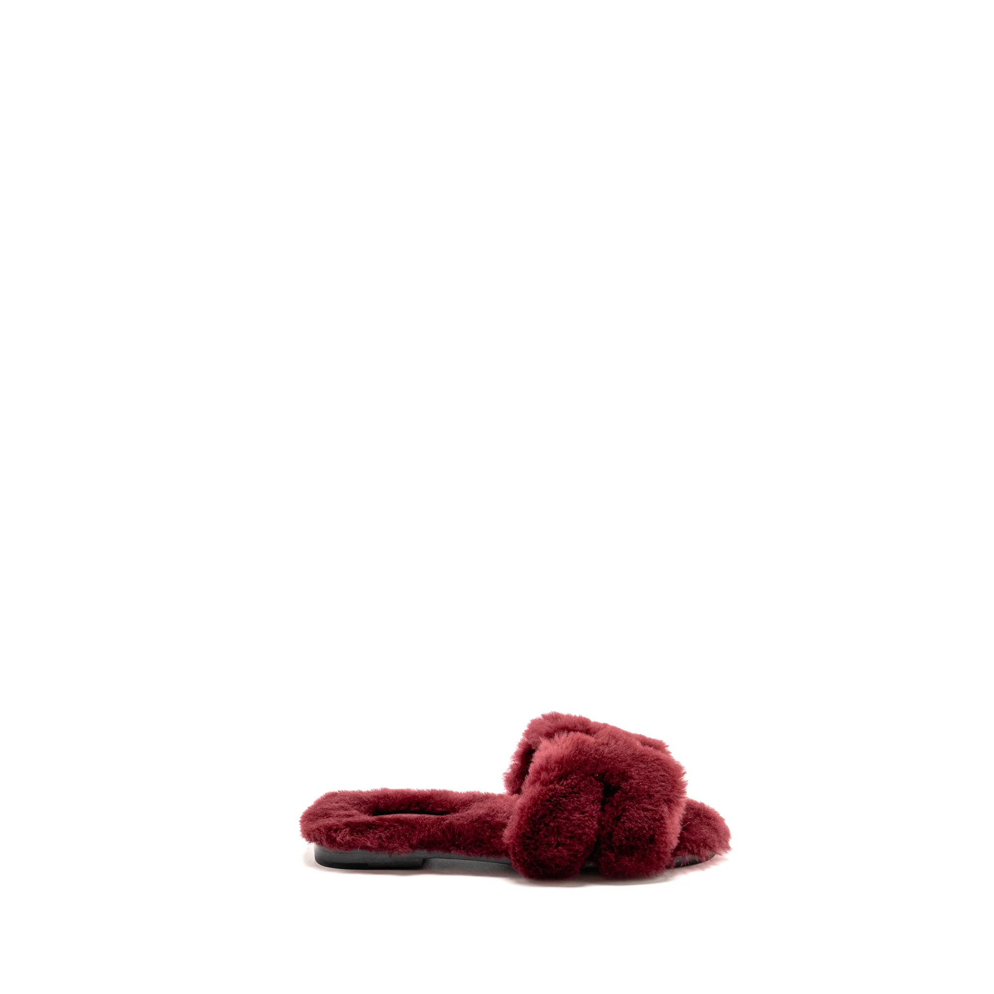 Hermes Size 36 Oran Sandals Shearling Burgundy - Image 5