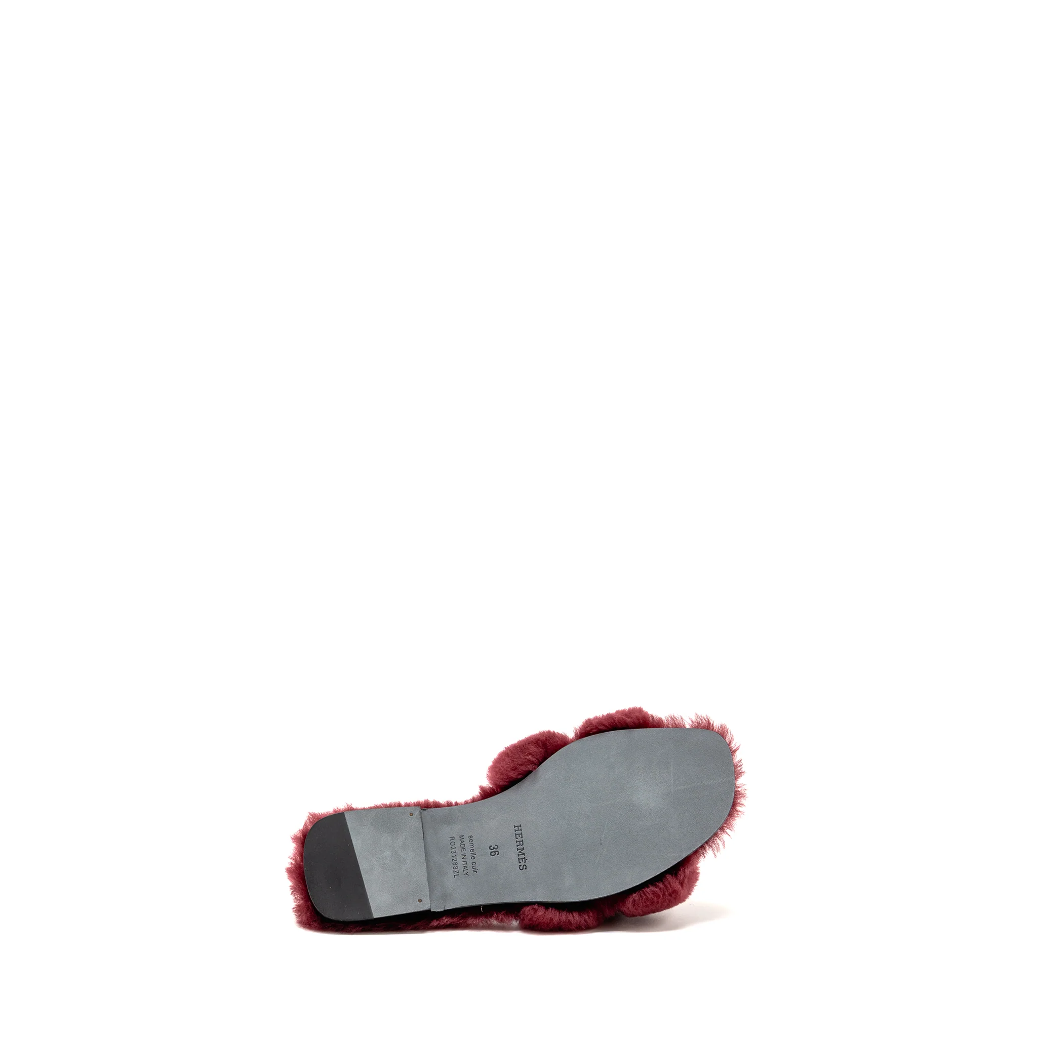 Hermes Size 36 Oran Sandals Shearling Burgundy - Image 6