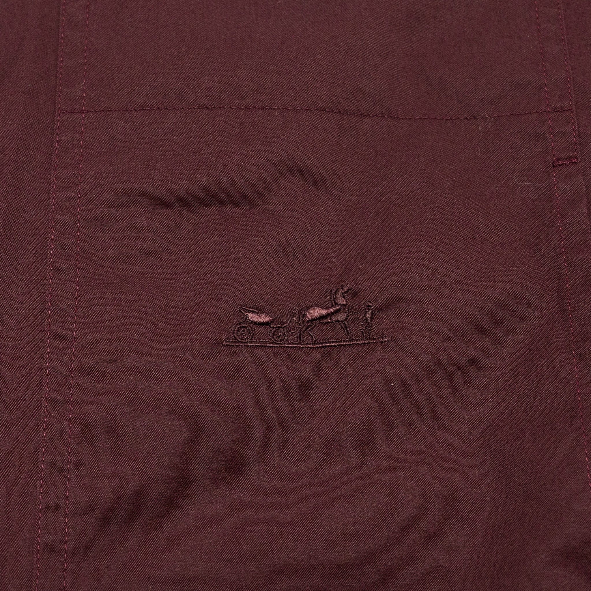 Hermes Size 36 Pocket Shirt Cotton Burgundy - Image 4