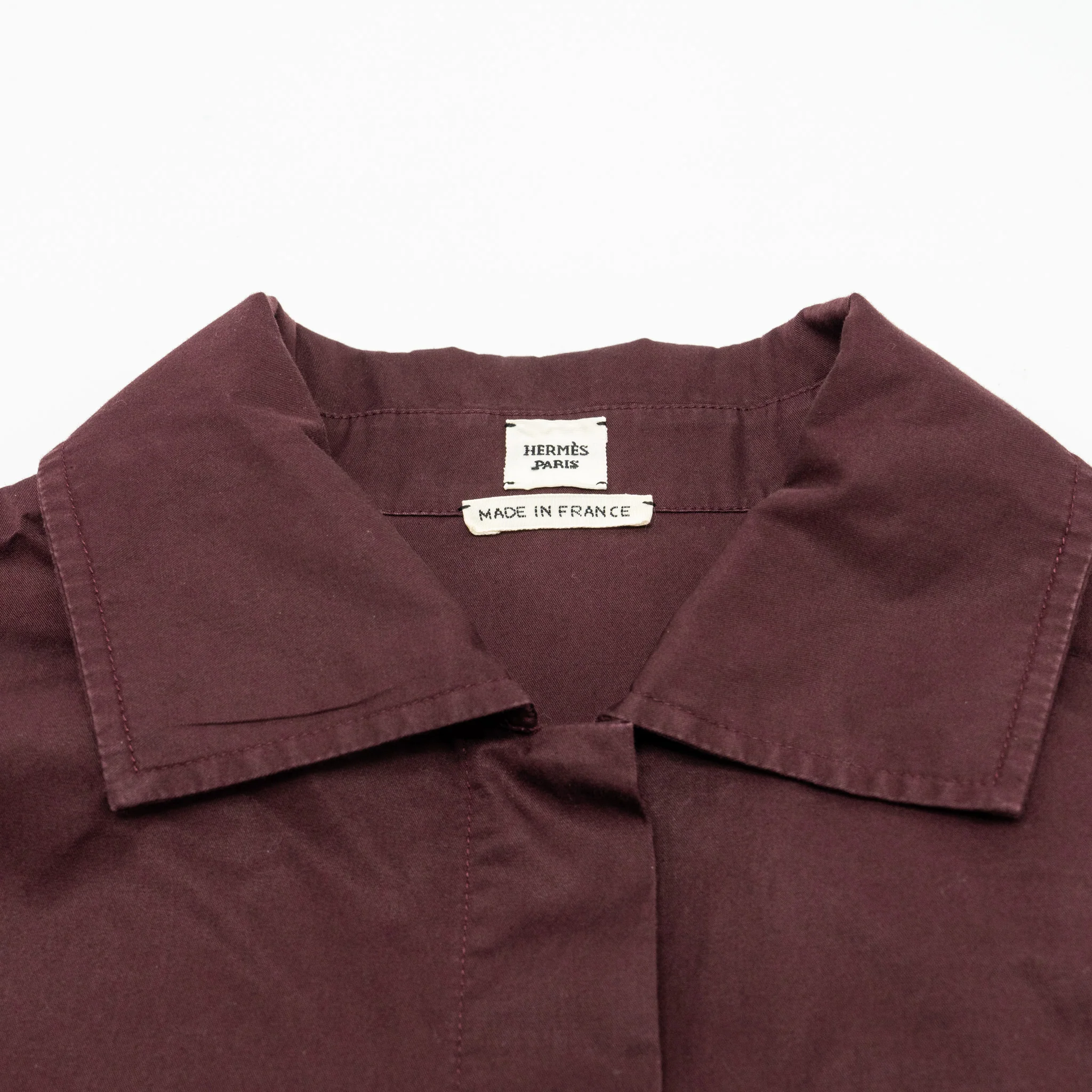 Hermes Size 36 Pocket Shirt Cotton Burgundy - Image 5