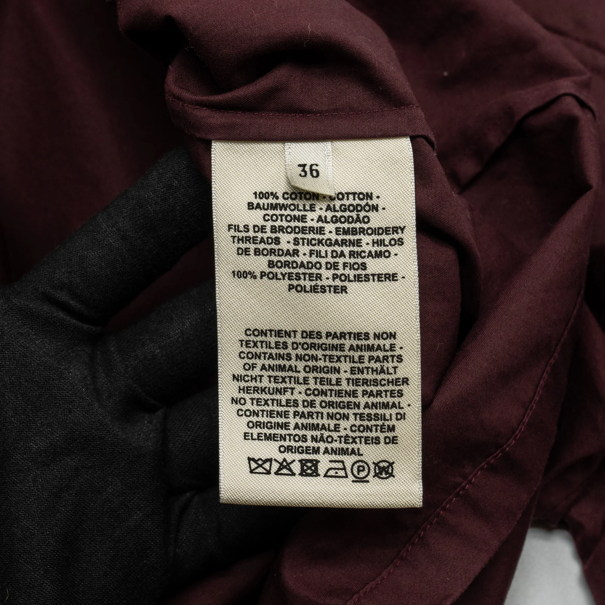 Hermes Size 36 Pocket Shirt Cotton Burgundy - Image 6