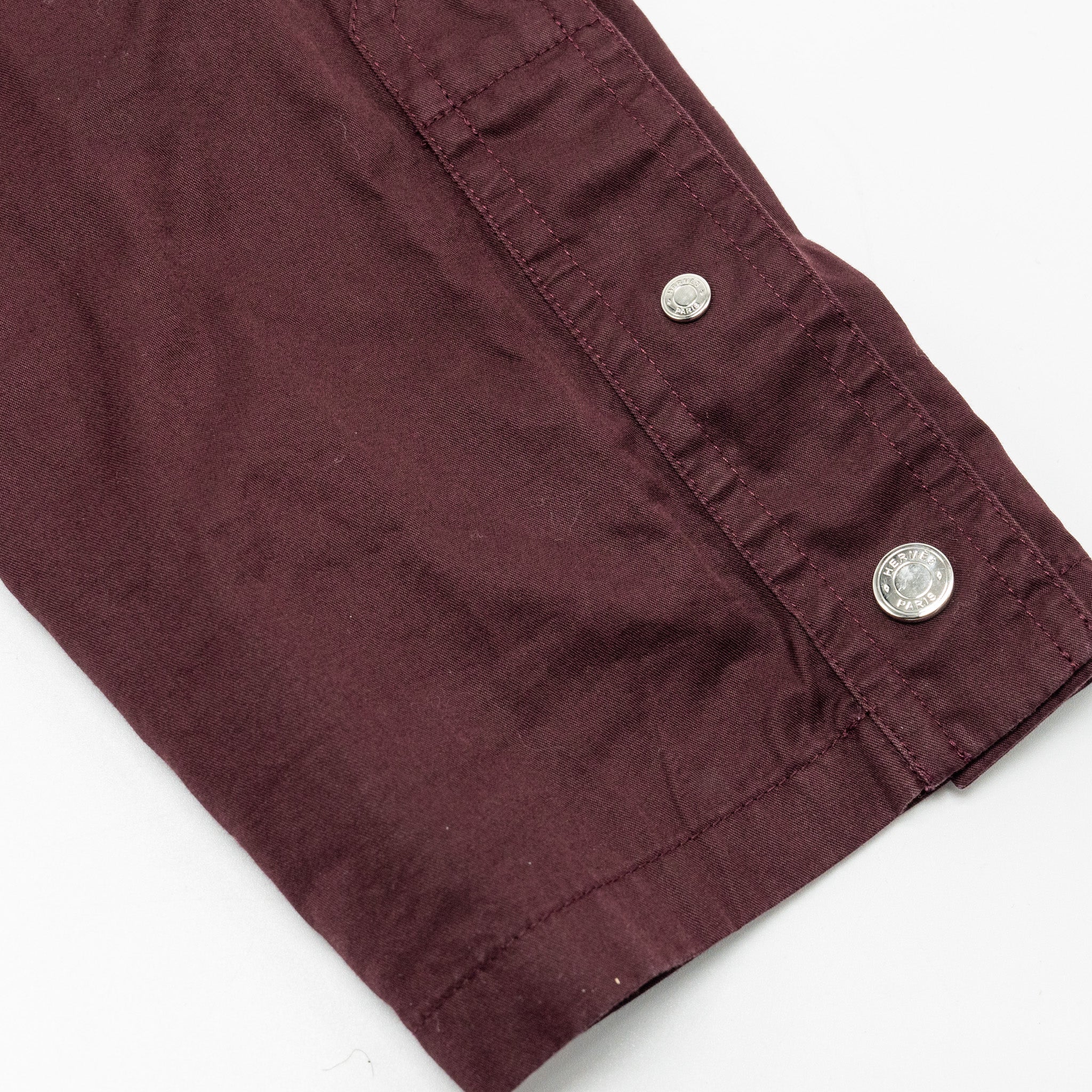 Hermes Size 36 Pocket Shirt Cotton Burgundy - Image 7