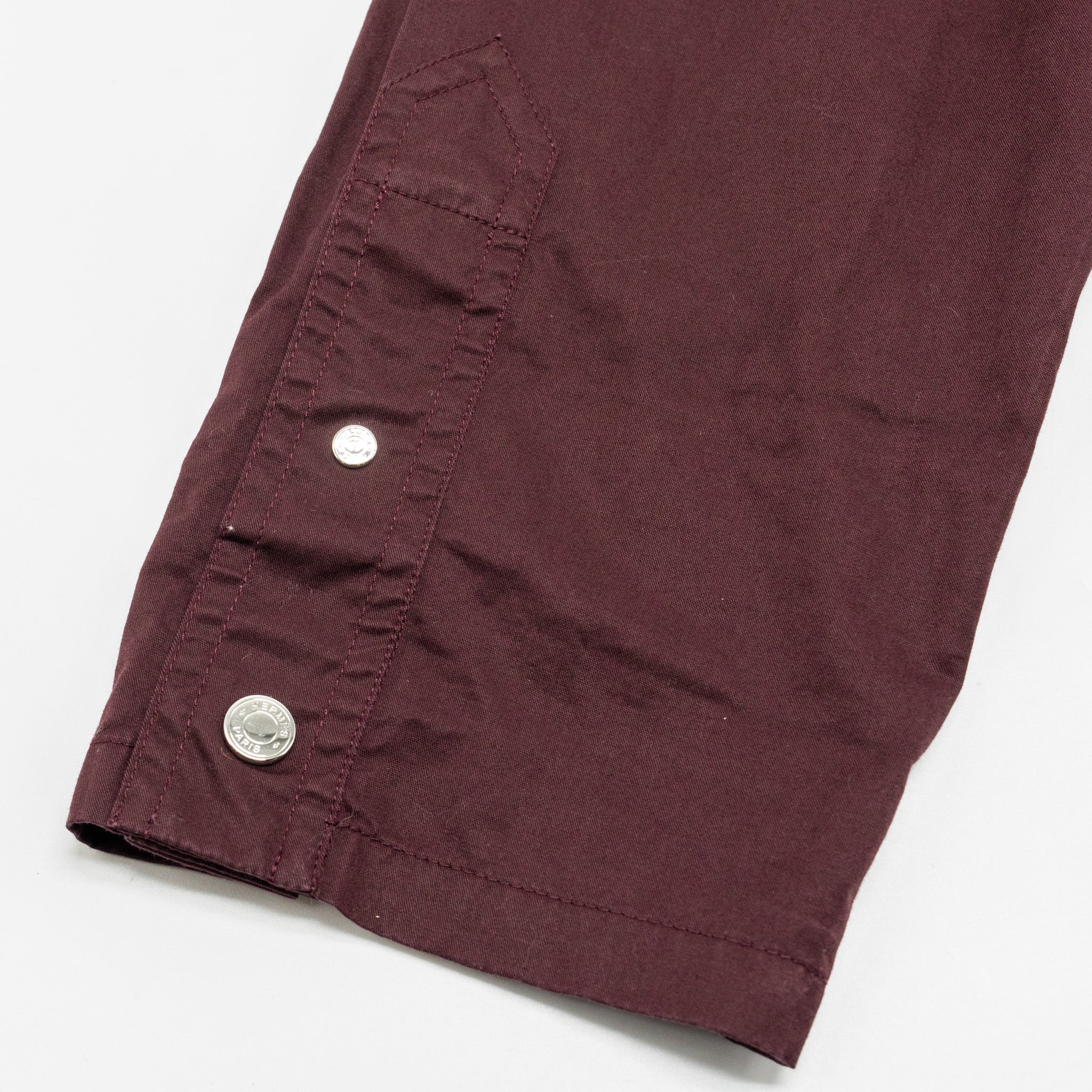 Hermes Size 36 Pocket Shirt Cotton Burgundy - Image 8