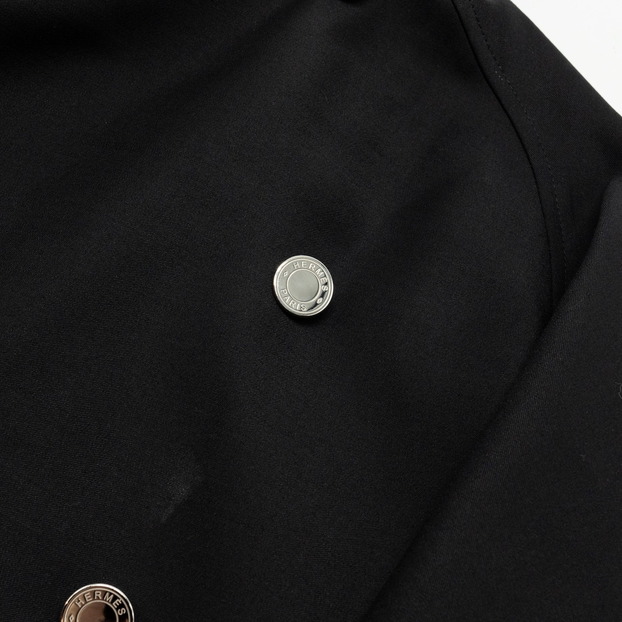 HERMES Size 36 Single-Breasted Long Coat With Belt Virgin Wool Black - Image 4