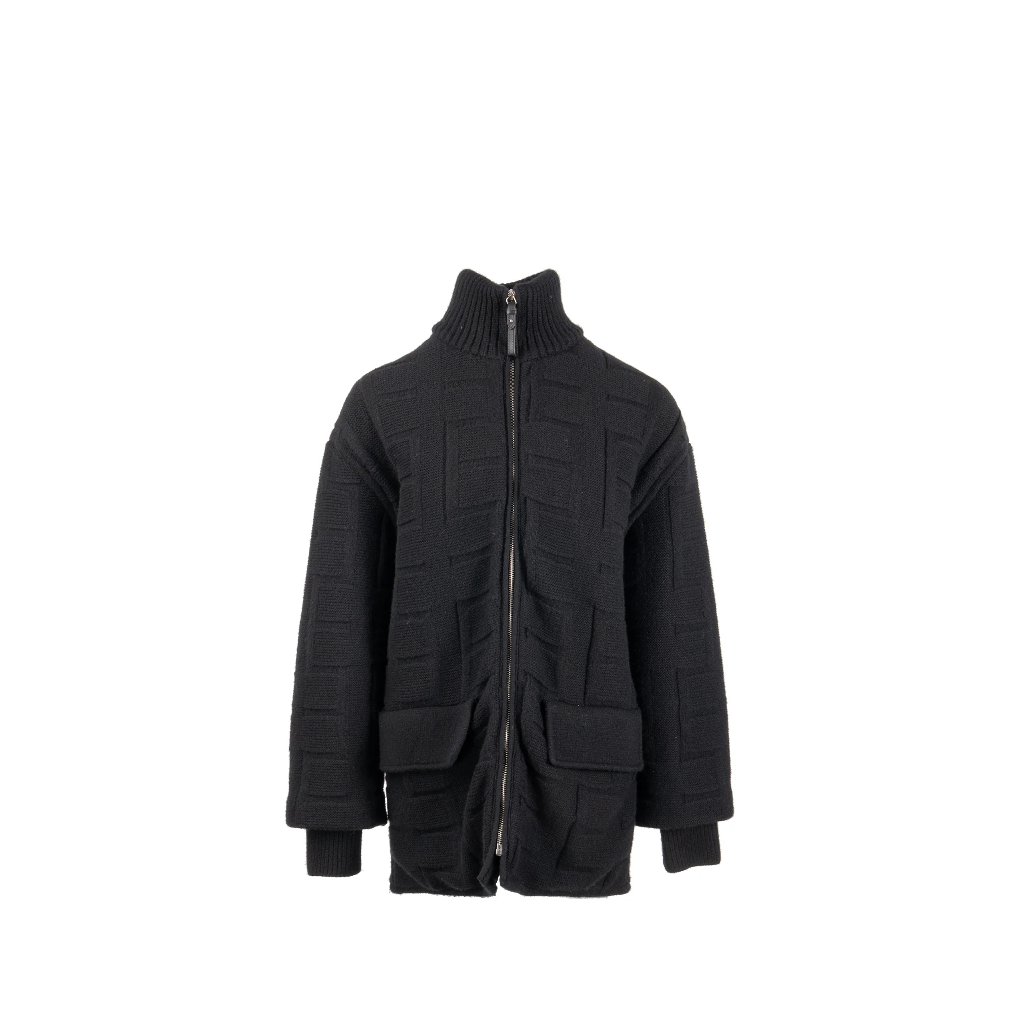 Hermes size 36 zip blouson jacket virgin wool black