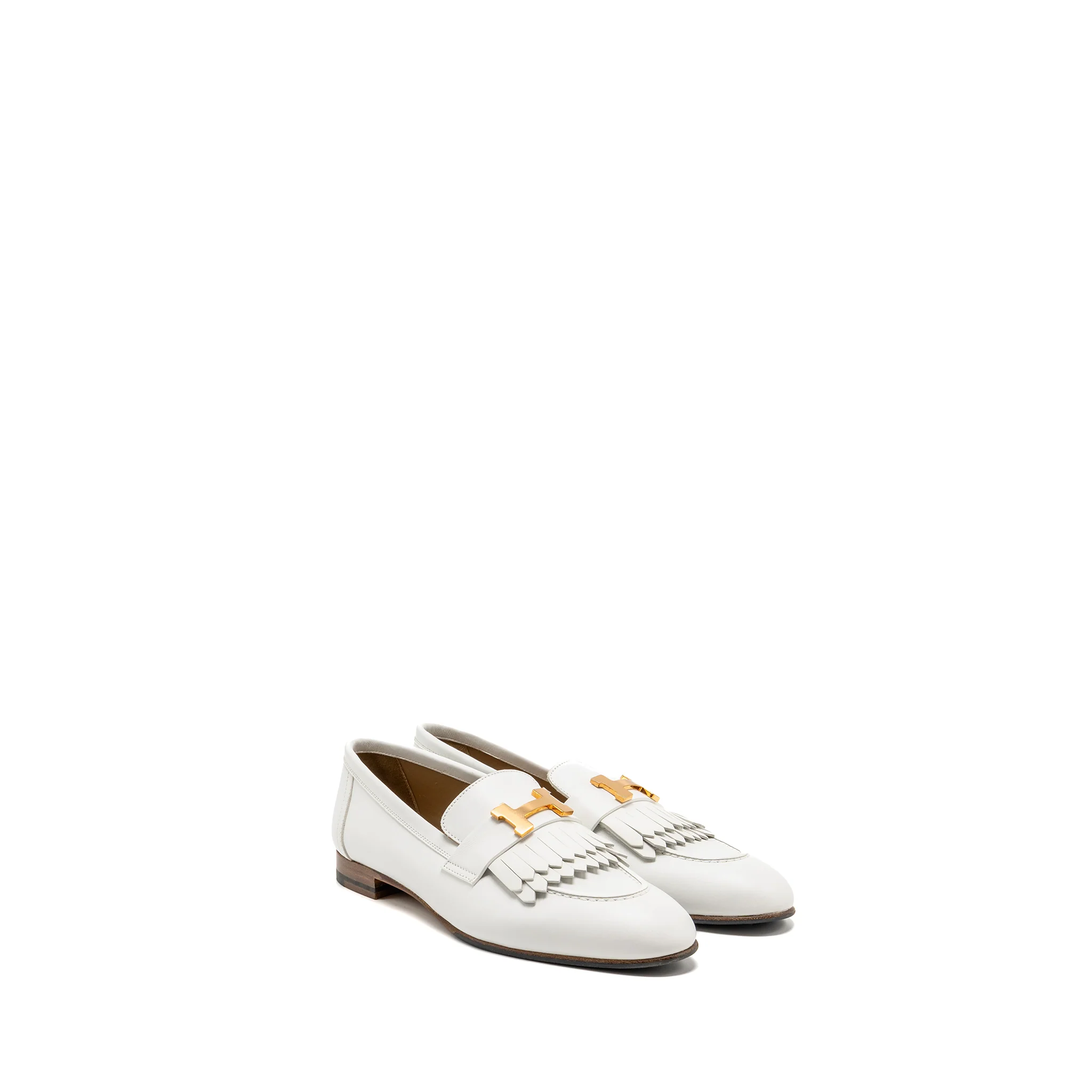 Hermes size 37.5 Royal loafer calfskin white RGHW