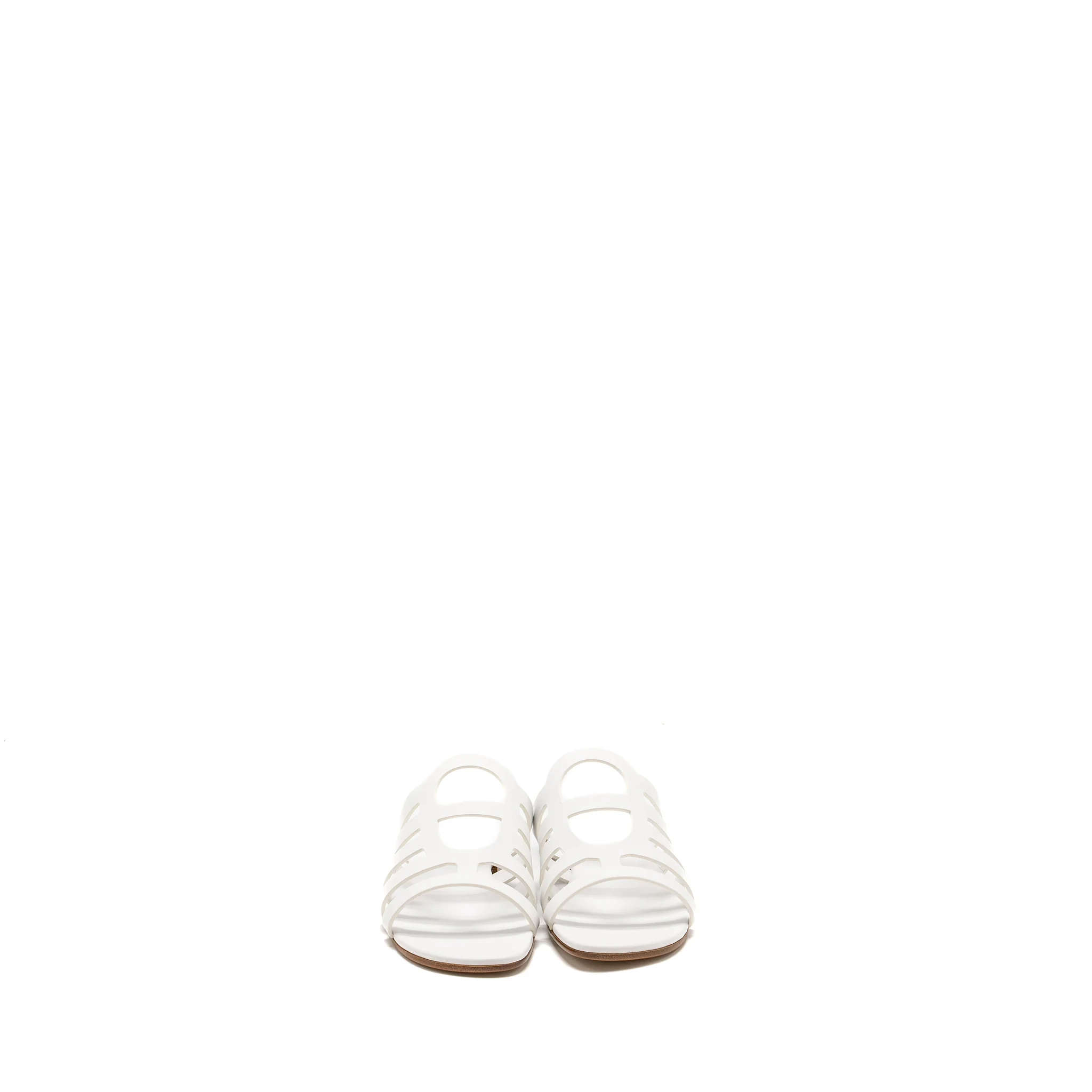 Hermes Size 37 Camelia Sandal Calfskin White - Image 2