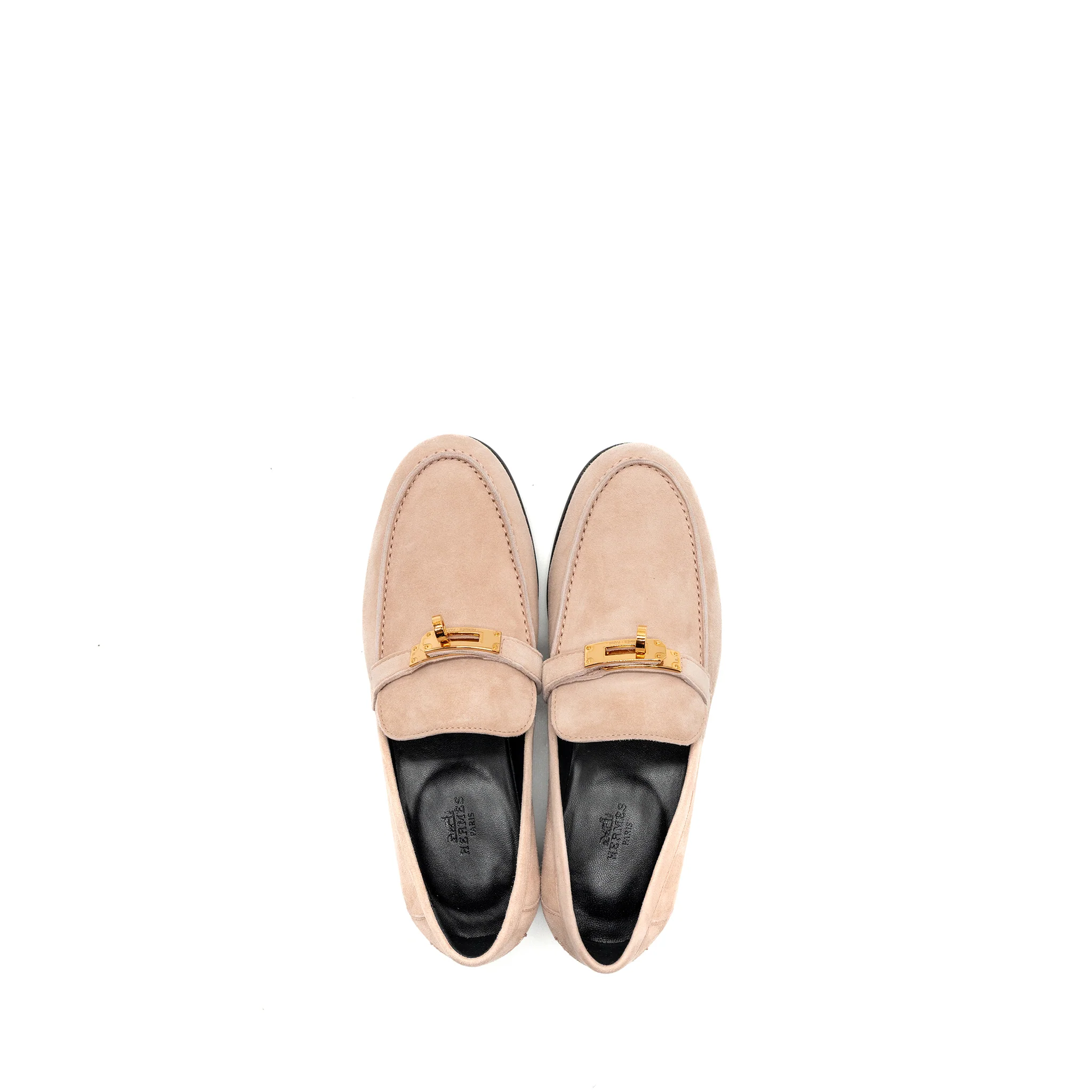 Hermes size 37 destin loafer suede rose opaline RGHW - Image 4