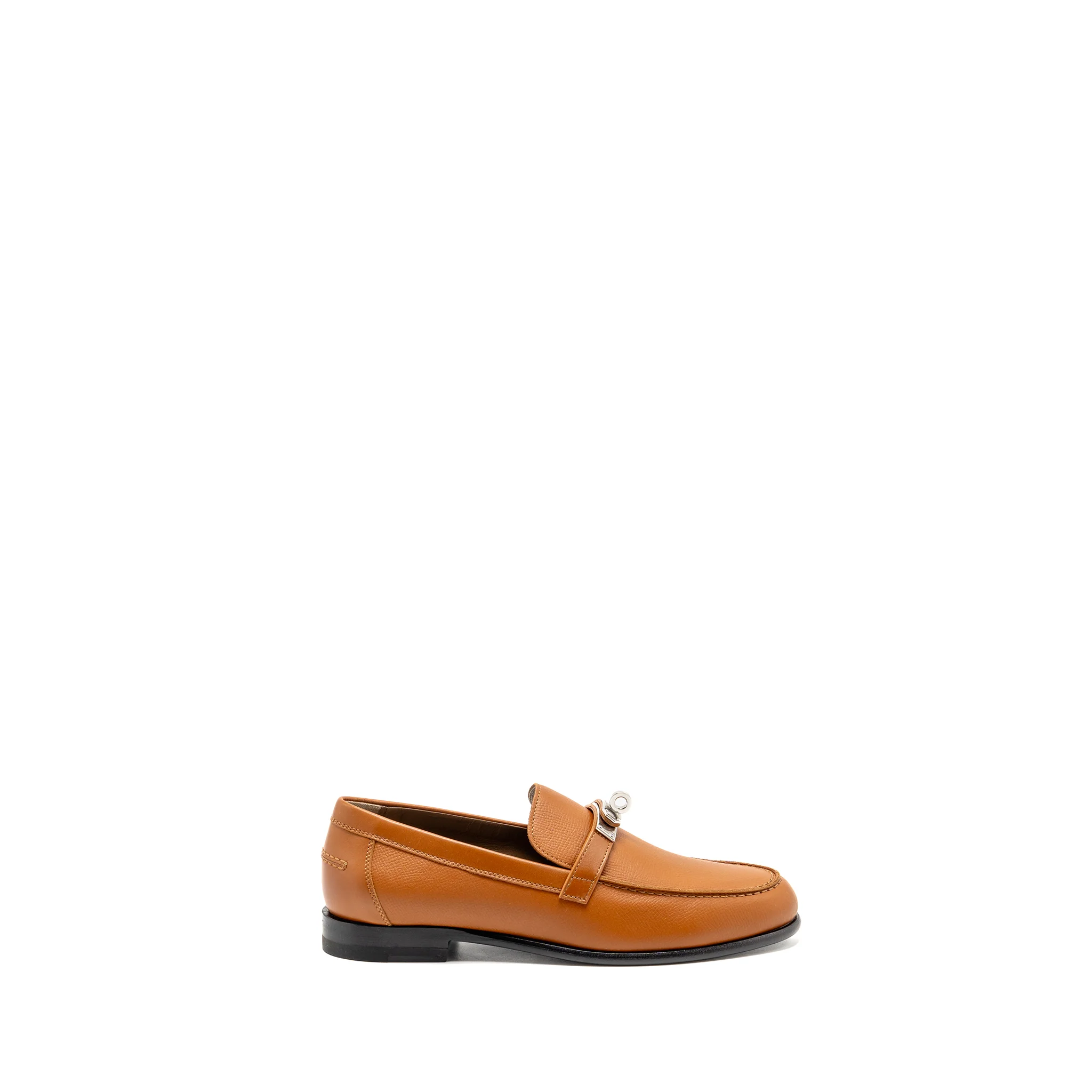 HERMES Size 37 Destin Mocassins Epsom Naturel SHW - Image 5