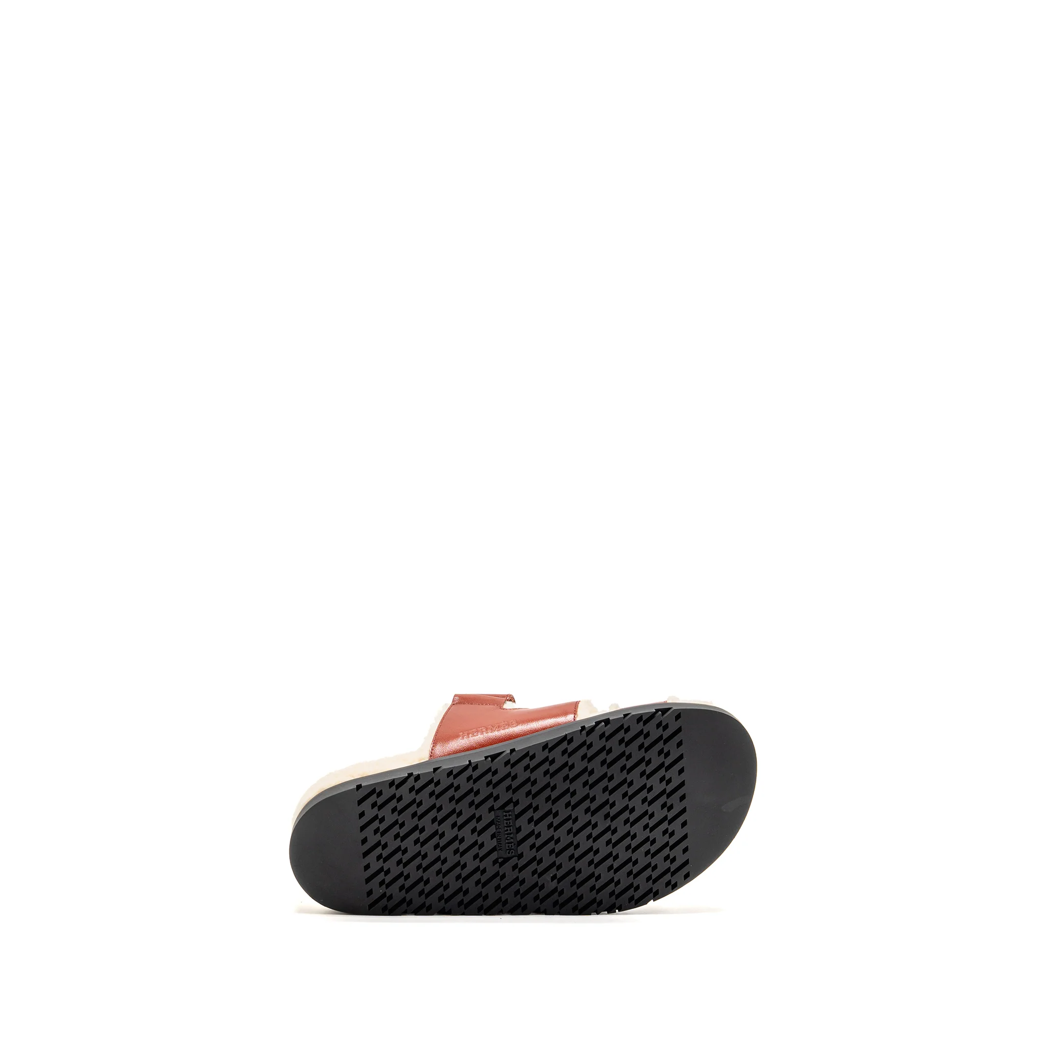 Hermes Size 37 Femme Chypre Sandals Glazed Napa/Shearling Rouge Sanguine/Ecru - Image 6