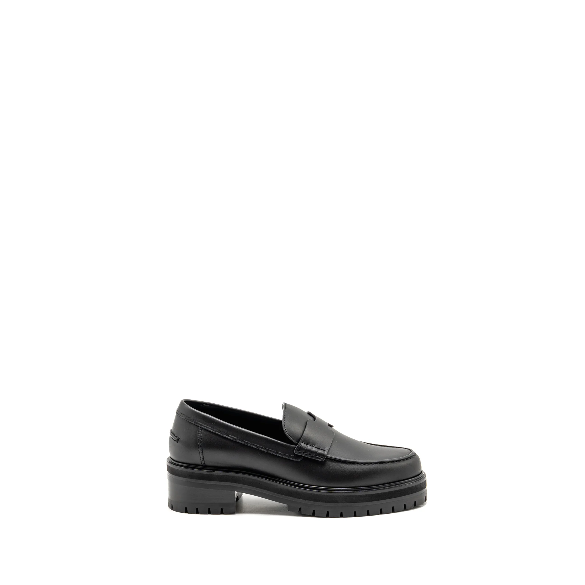 Hermes Size 37 Mocassins Hitch Loafer Glazed Calfskin Black - Image 5