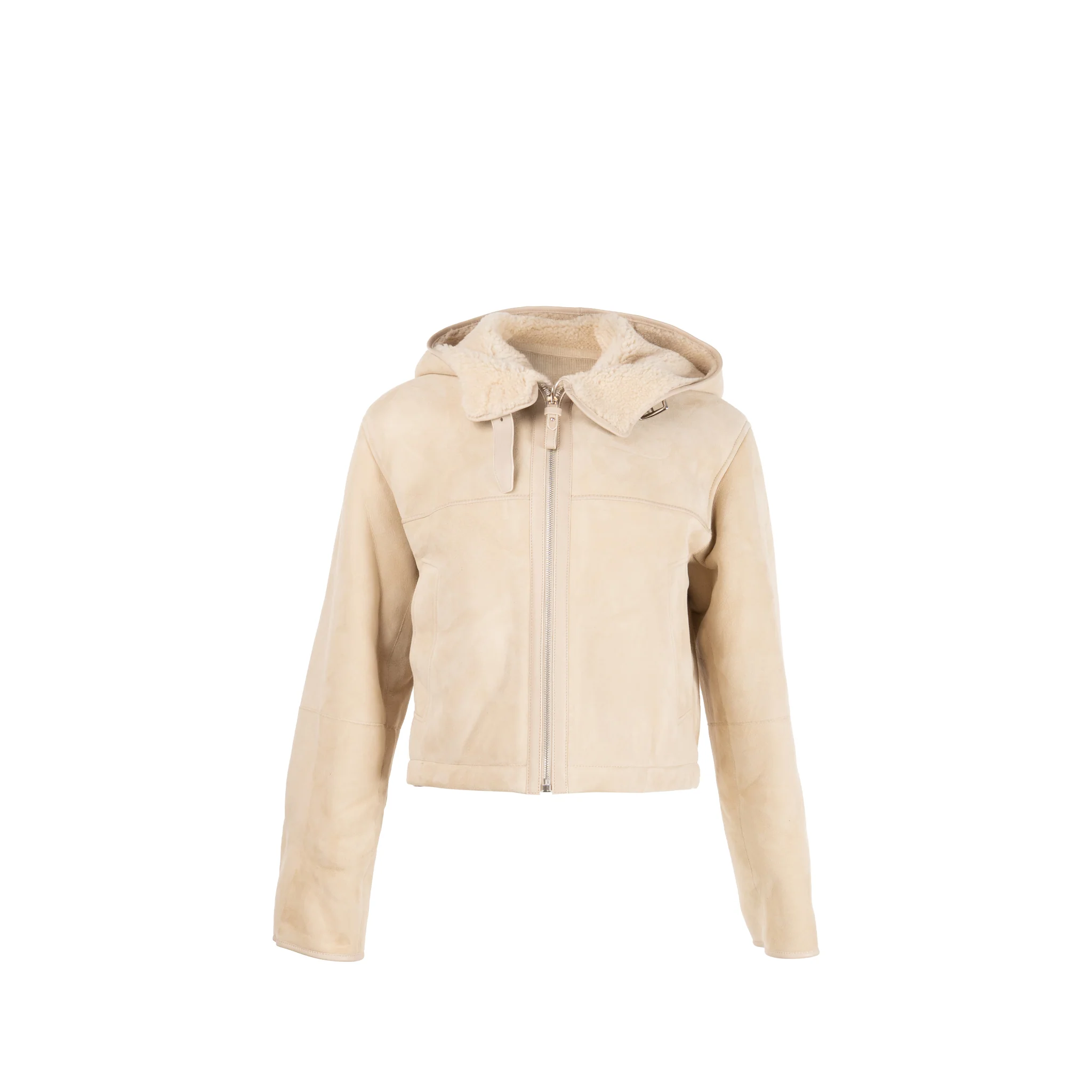 Hermes Size 38 Bomber Jacket Dyed Lambskin Blanc/Coquille SHW
