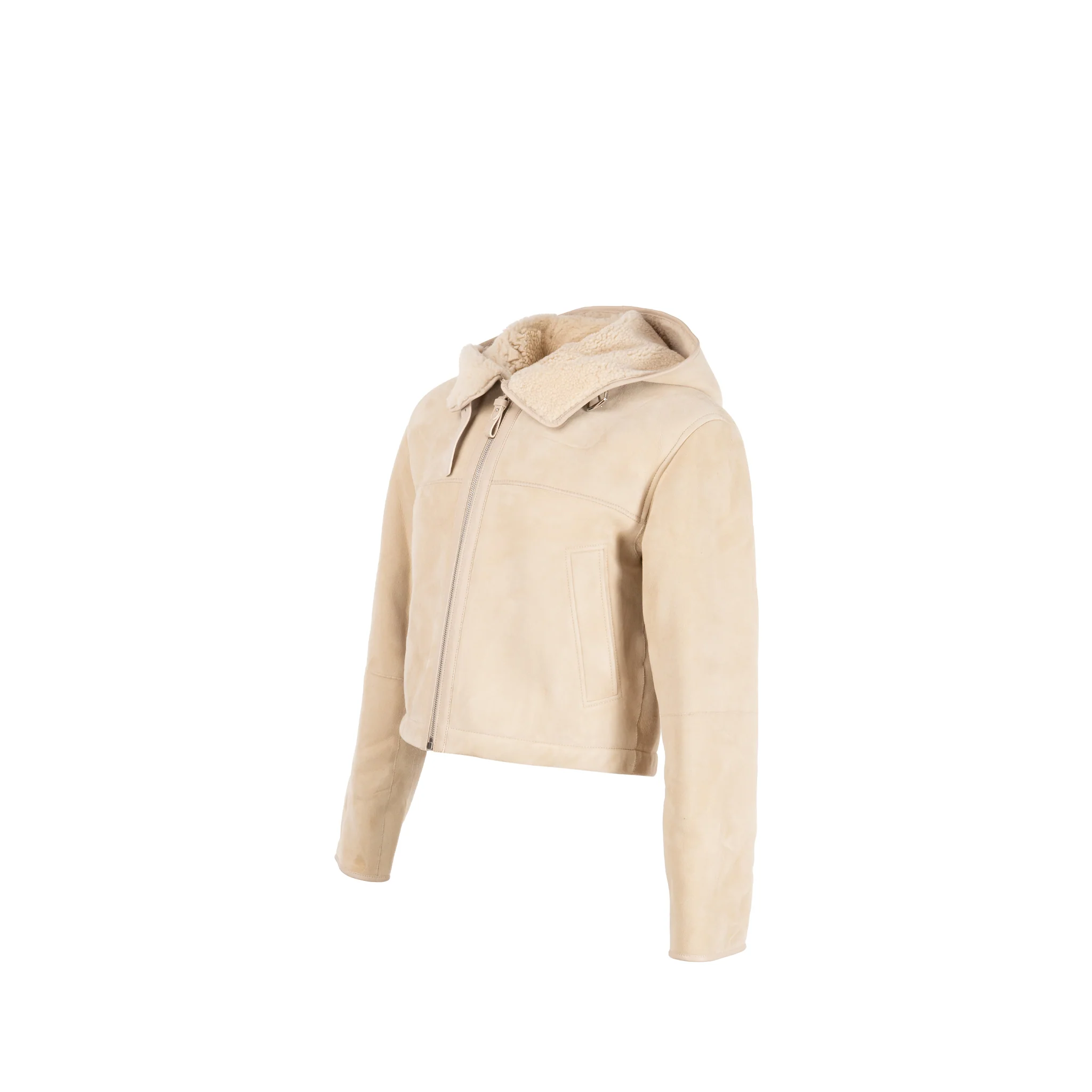 Hermes Size 38 Bomber Jacket Dyed Lambskin Blanc/Coquille SHW - Image 3