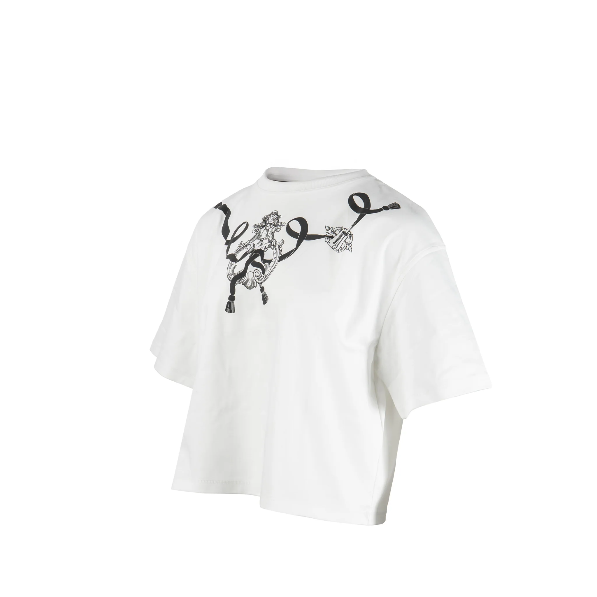 Hermes Size 38 Boxy T-shirt Cartouche Print Cotton White - Image 3