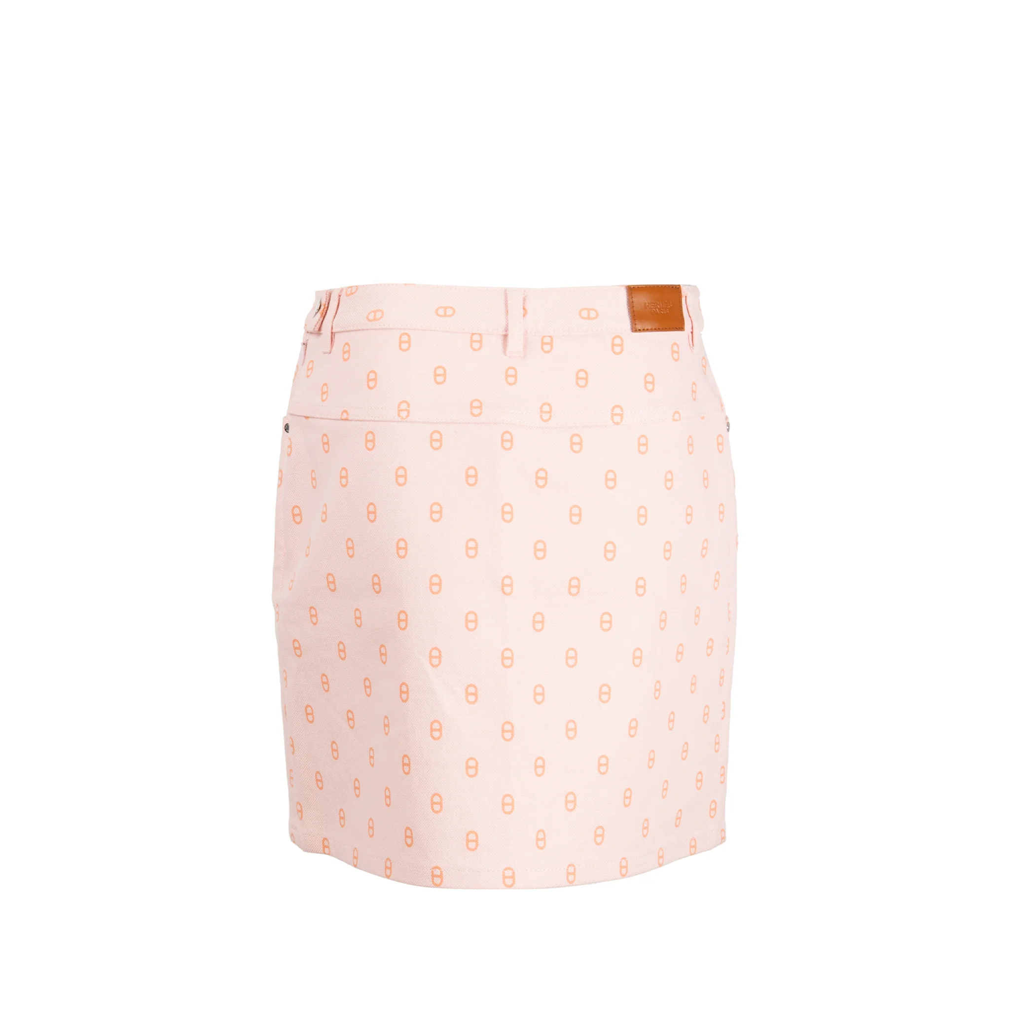 Hermes Size 38 Chaine D’ancre Denim Miniskirt Pink/Orange - Image 2